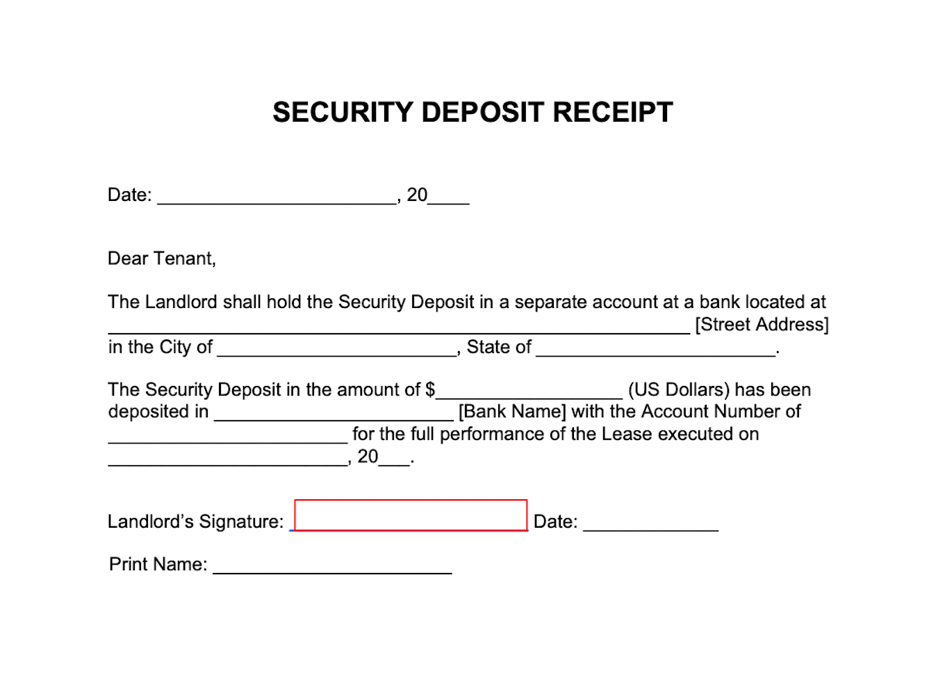 Free Printable Landlord Forms
