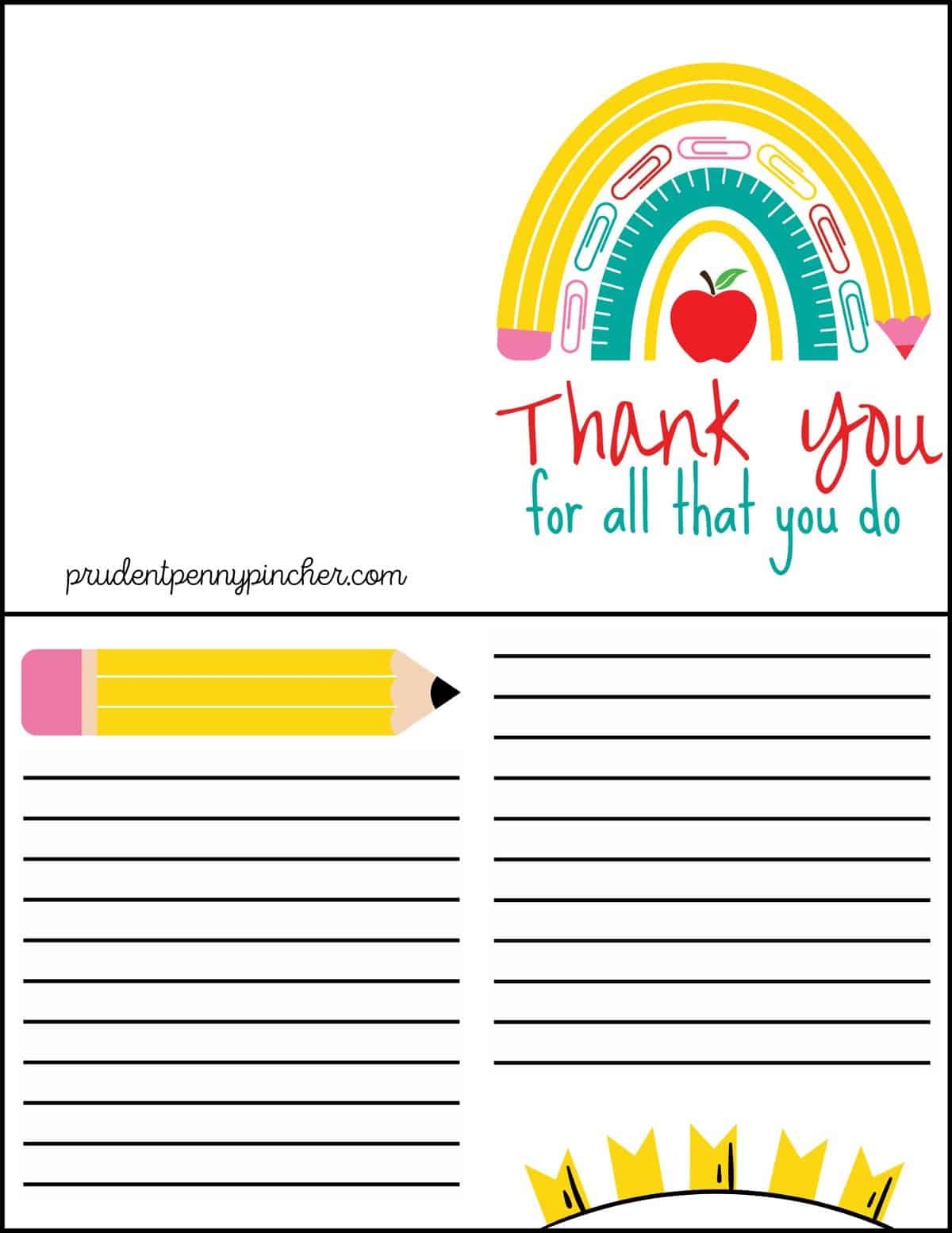 10 Free Teacher Appreciation Card Printables Prudent Penny Pincher Worksheets Library