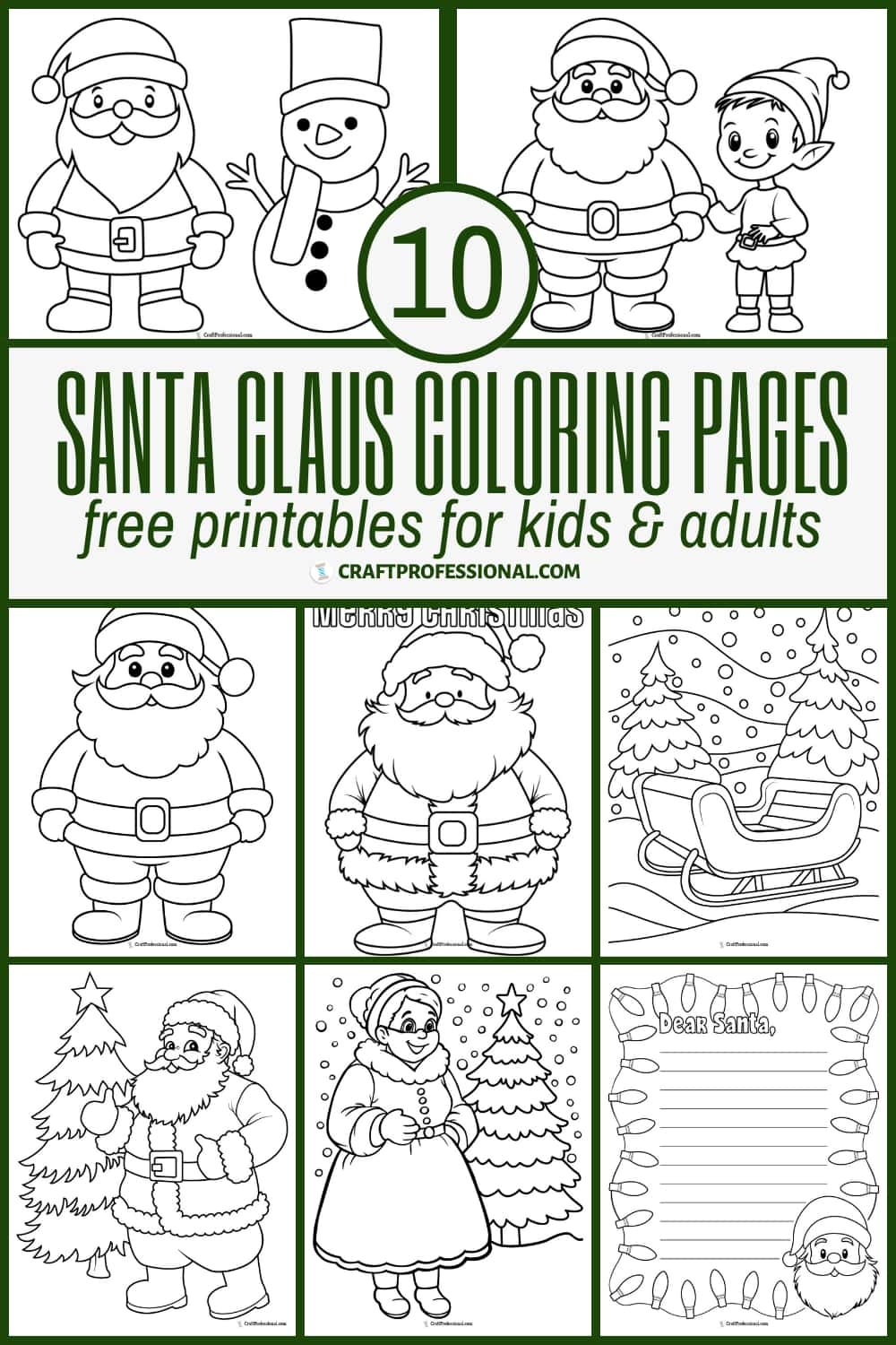 10 Santa Coloring Pages