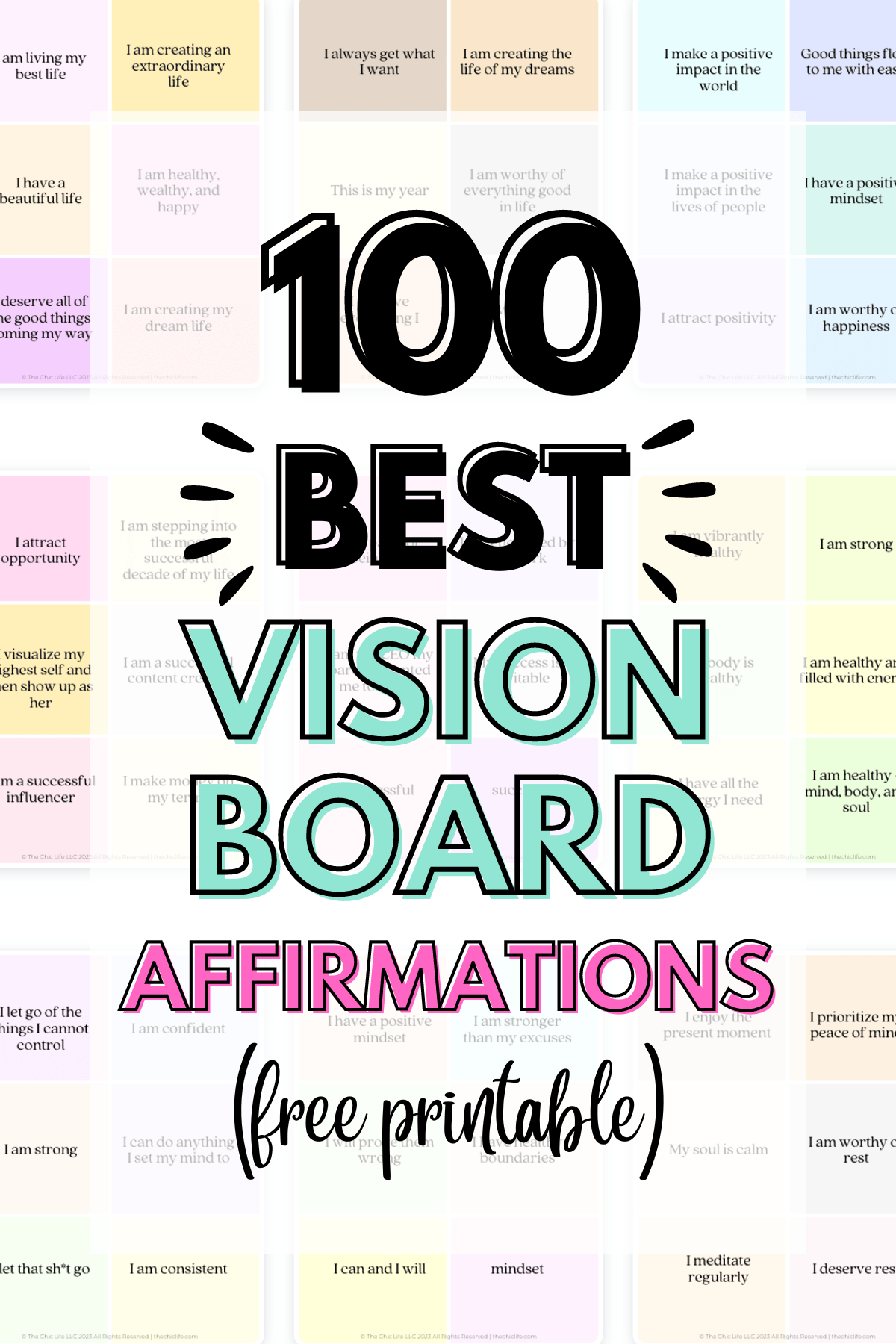 100 Best Vision Board Affirmations 2025 Free Printable The Chic Life