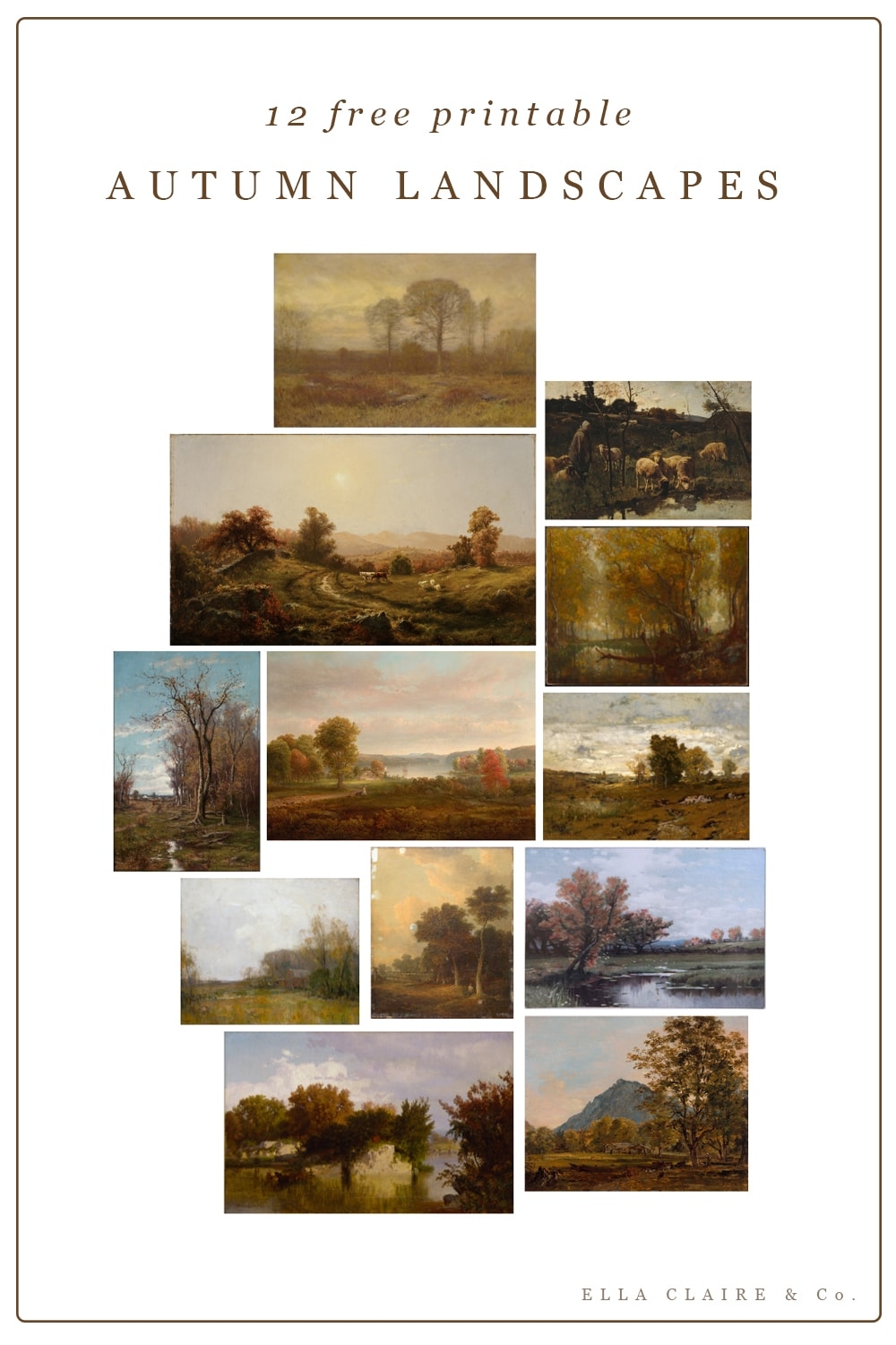 12 Free Printable Vintage Fall Landscape Paintings Ella Claire U0026 Co 