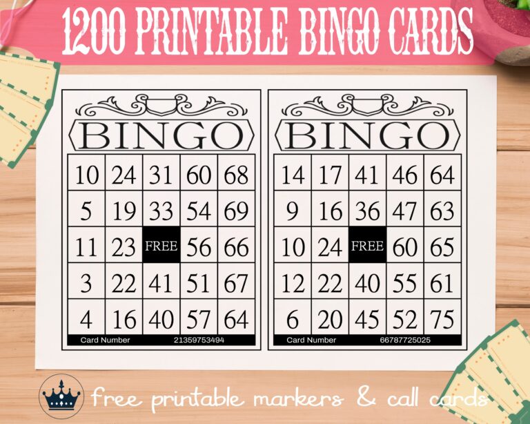 1200 Printable Bingo Cards 100 Bonus Free Classic 75 Balls 