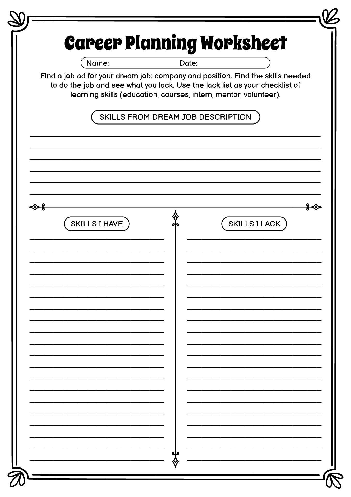 Free Printable Career Worksheets