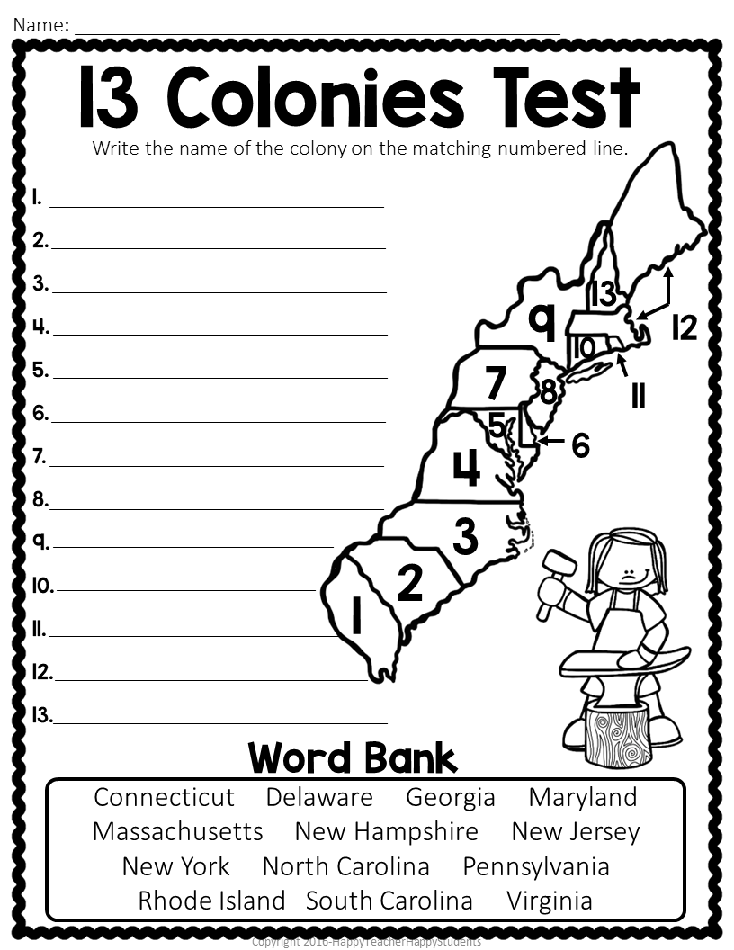13 Colonies Map Quiz 13 Colonies Map Worksheet Blank 13 Colonies 