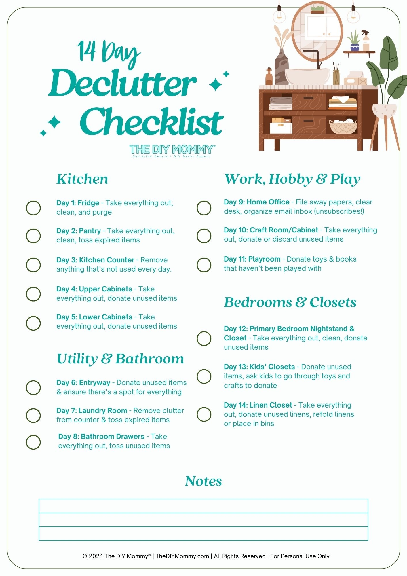 14 Day Home Organization Challenge U0026 Printable Declutter Checklist 