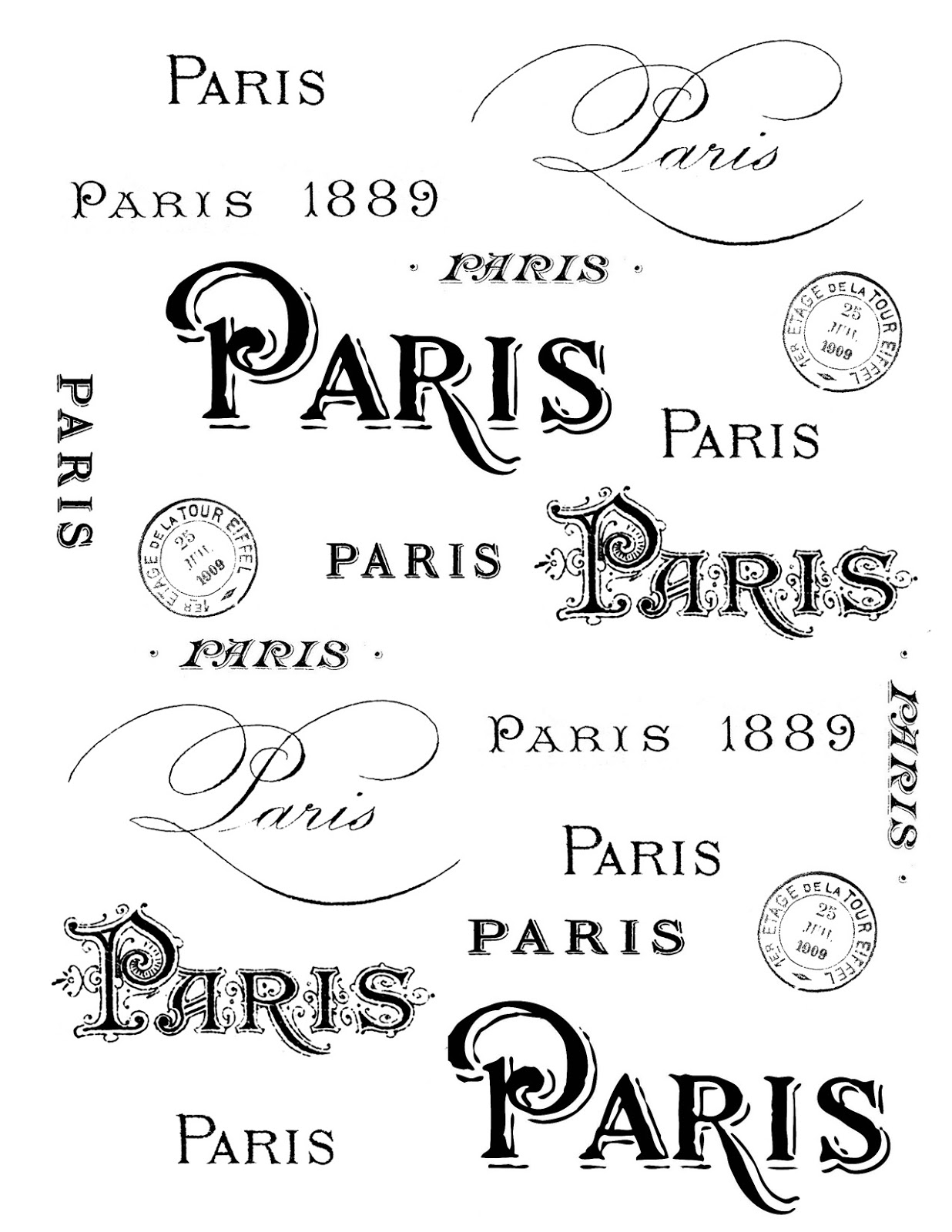 16 Paris Typography Clipart The Graphics Fairy