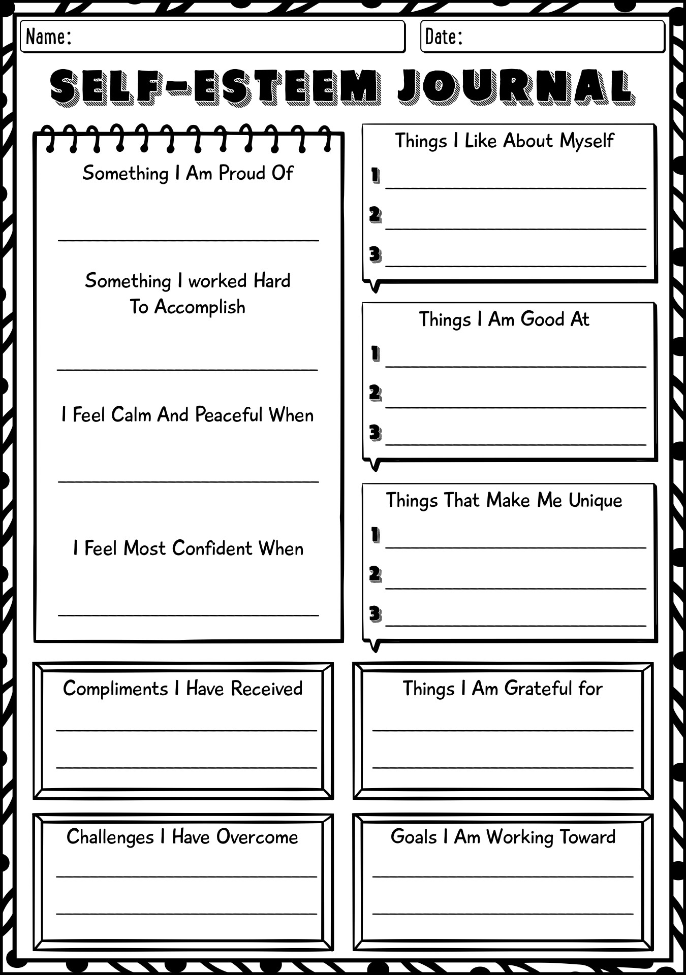 Free Printable Self-Esteem Workbook