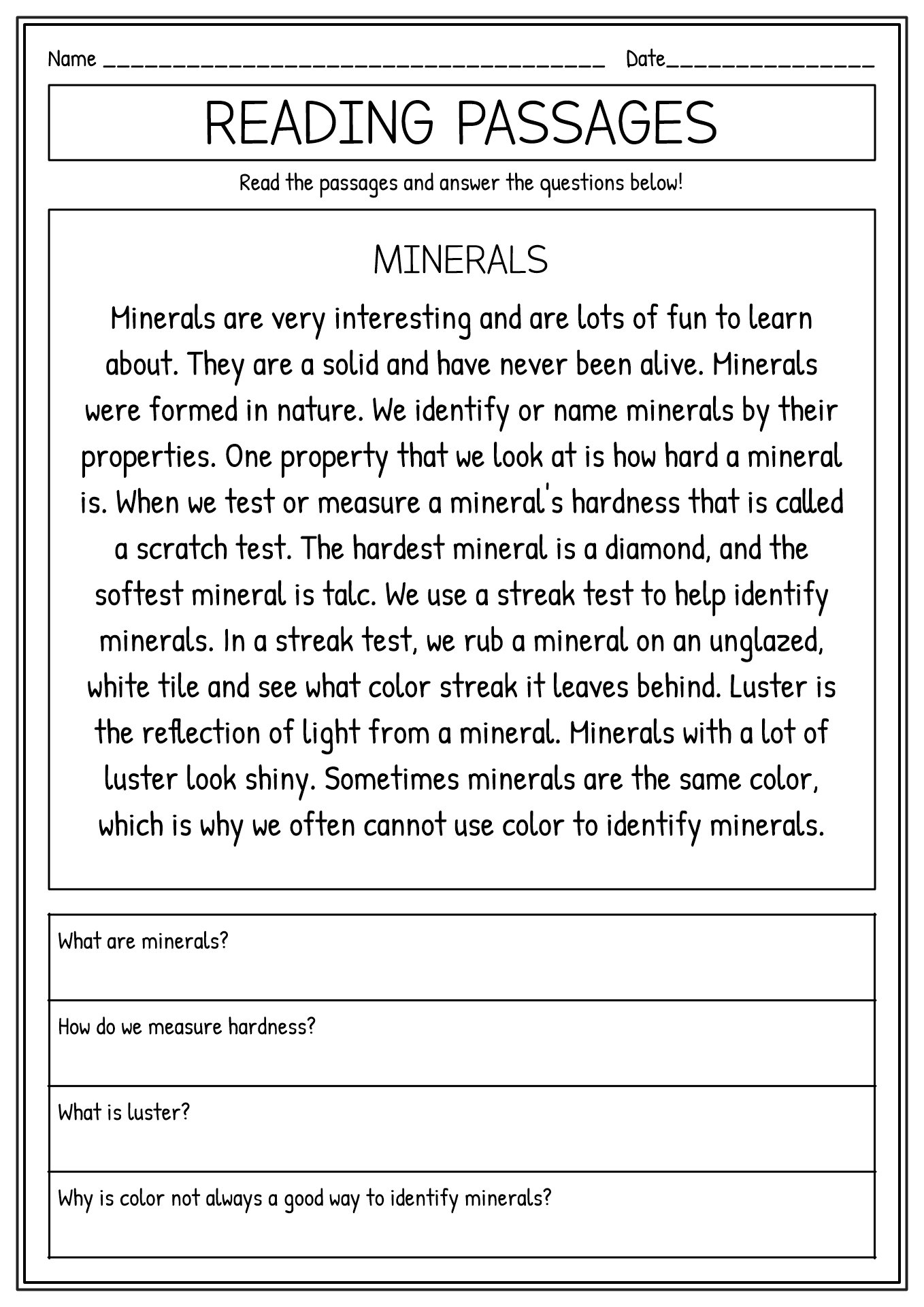Free Printable Fluency Passages