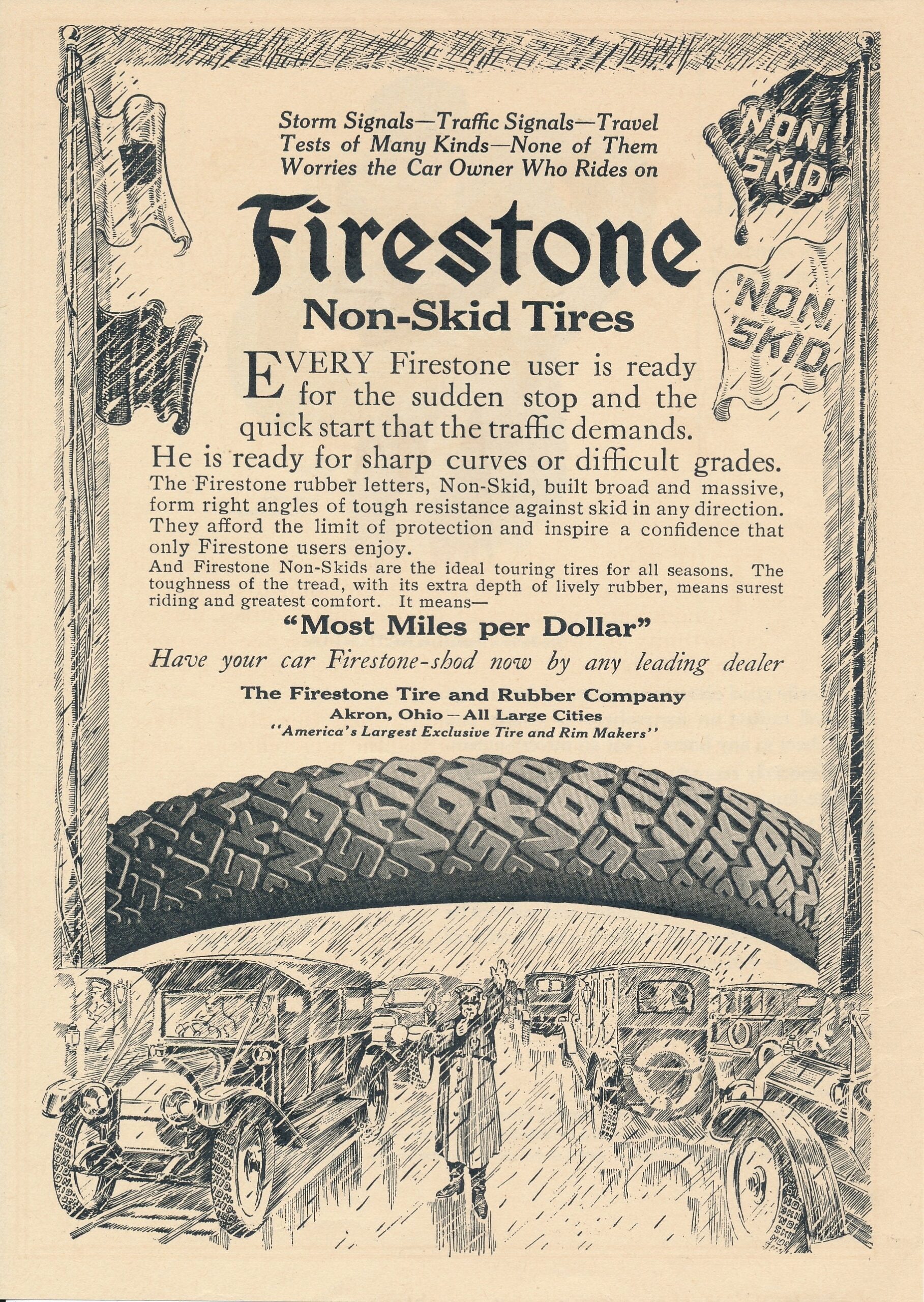 2 Vintage Print Ads For Firestone Tires 1910 s And 1920 s