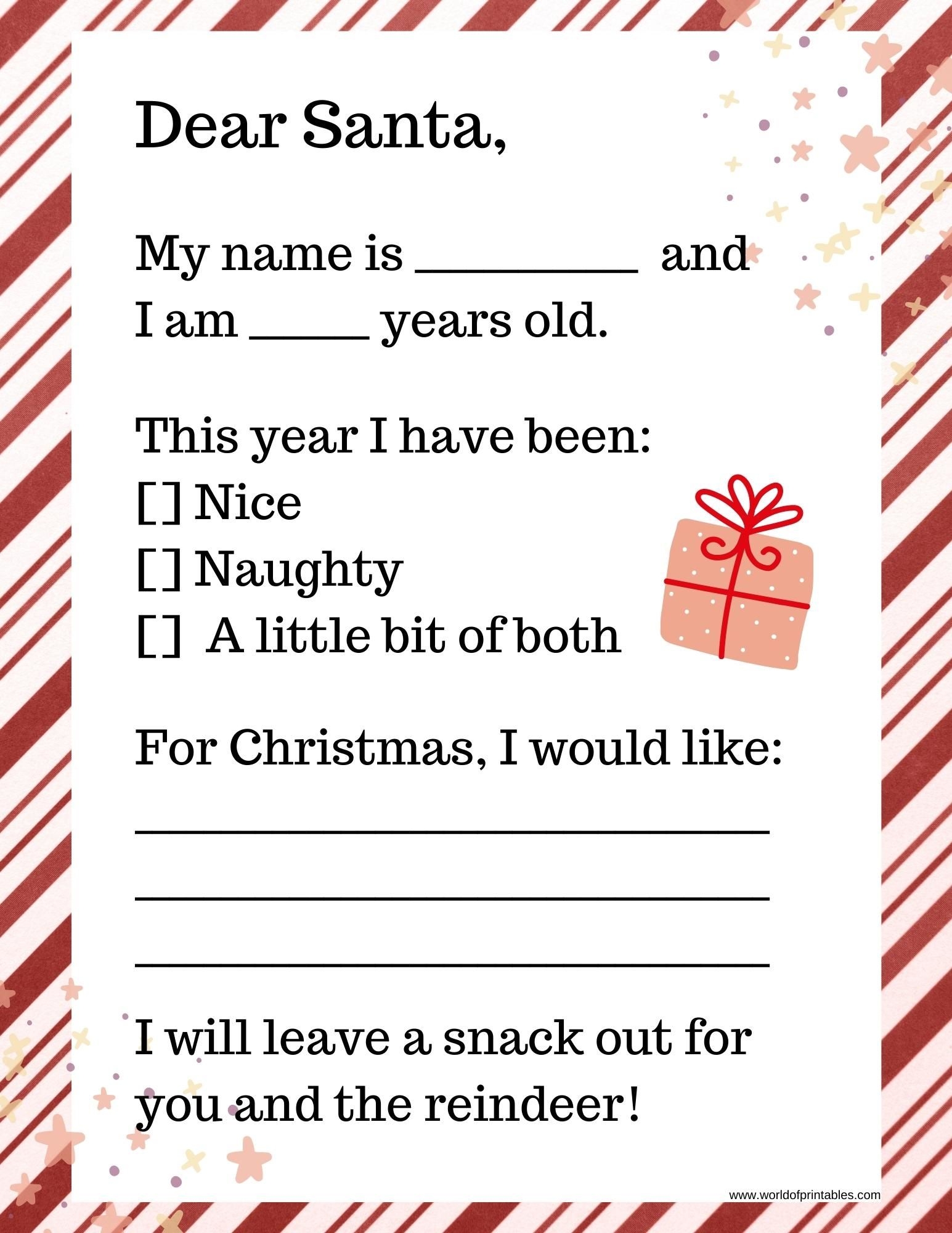 Free Printable Dear Santa Letter