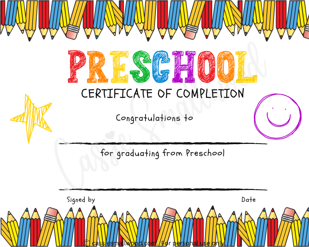 20 Preschool And Kindergarten Graduation Certificates FREE 