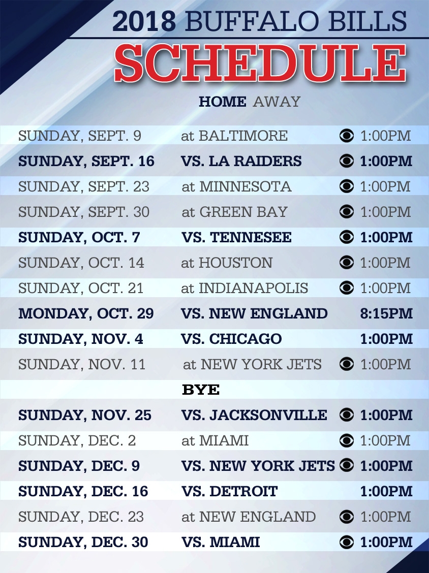 2018 Buffalo Bills Schedule