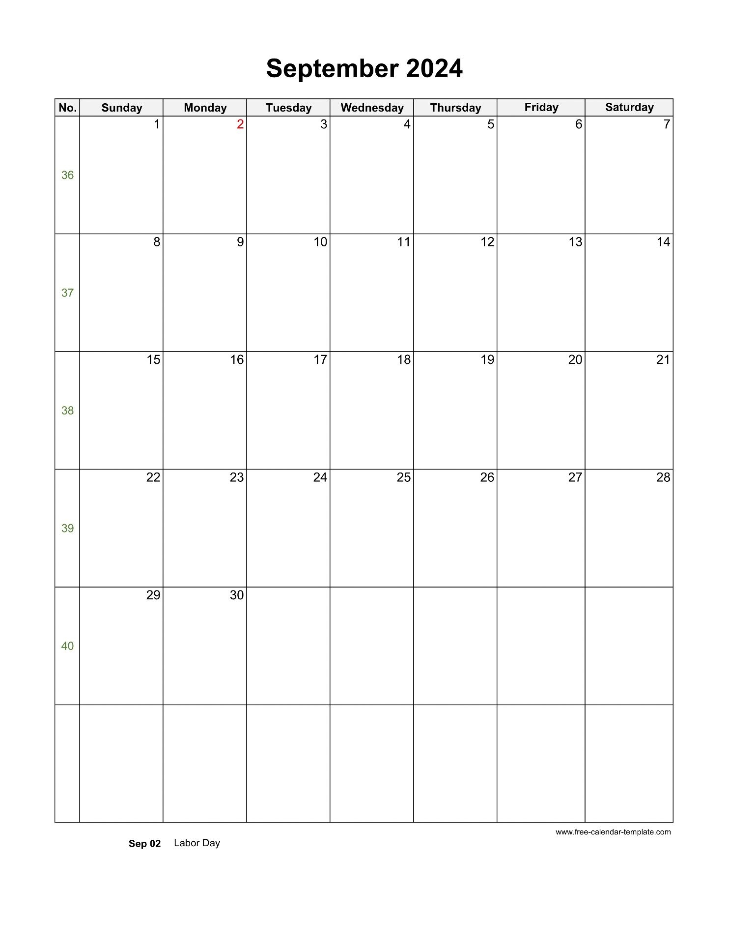 Free Printable Sept Calendar