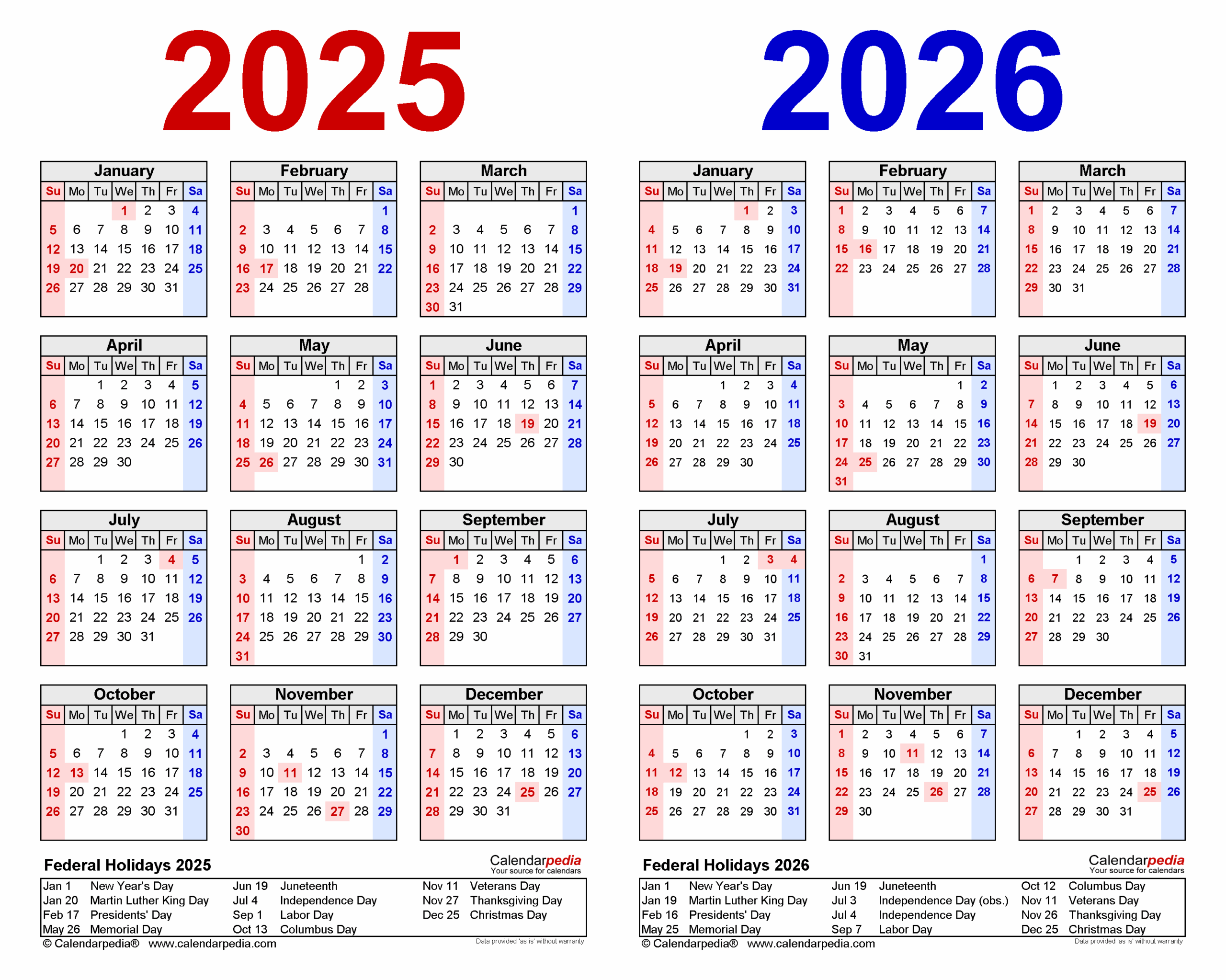 2025 Calendar 2026 Printable Free Download