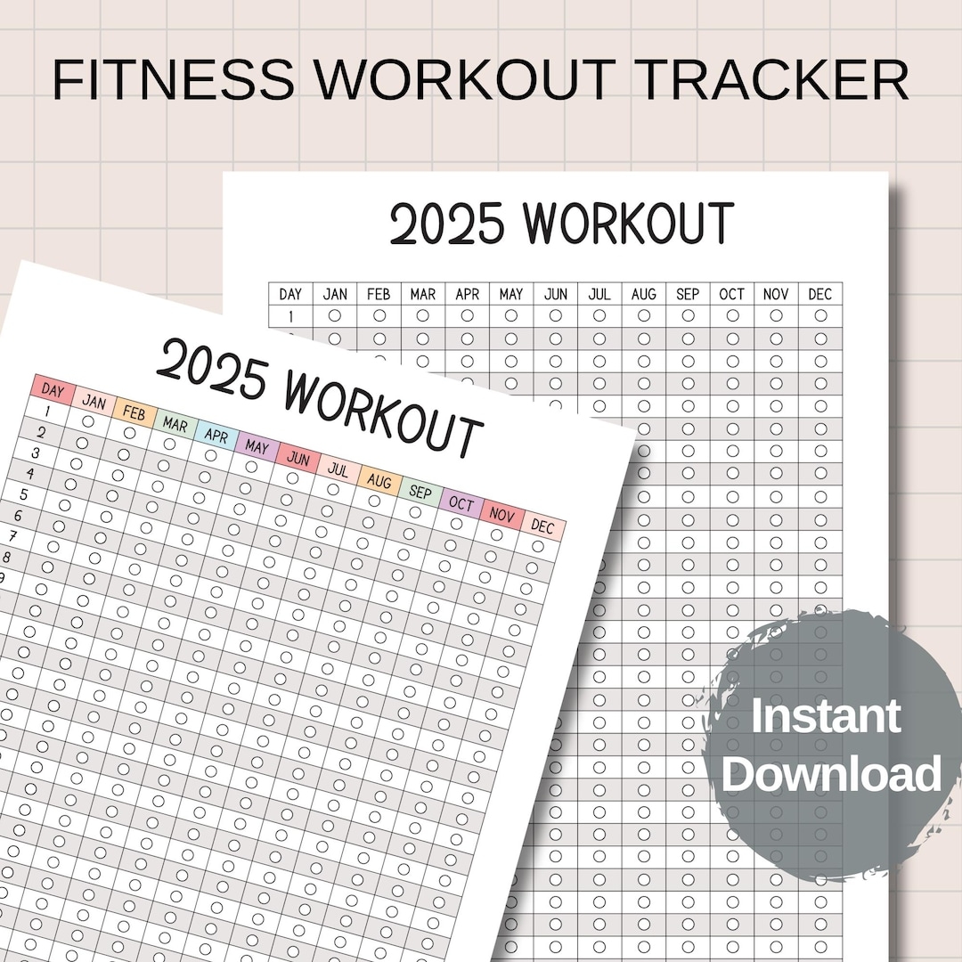 2025 Printable Fitness Workout Tracker Exercise Tracker Coloring Workout Calendar Workout Planner Instant Download Etsy