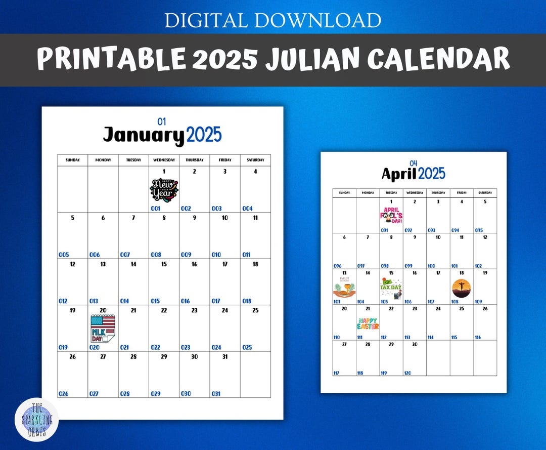 2025 Printable Julian Calendar 8 5 X 11 In Government And Military Calendar Calendar With Holidays And Images PDF Etsy