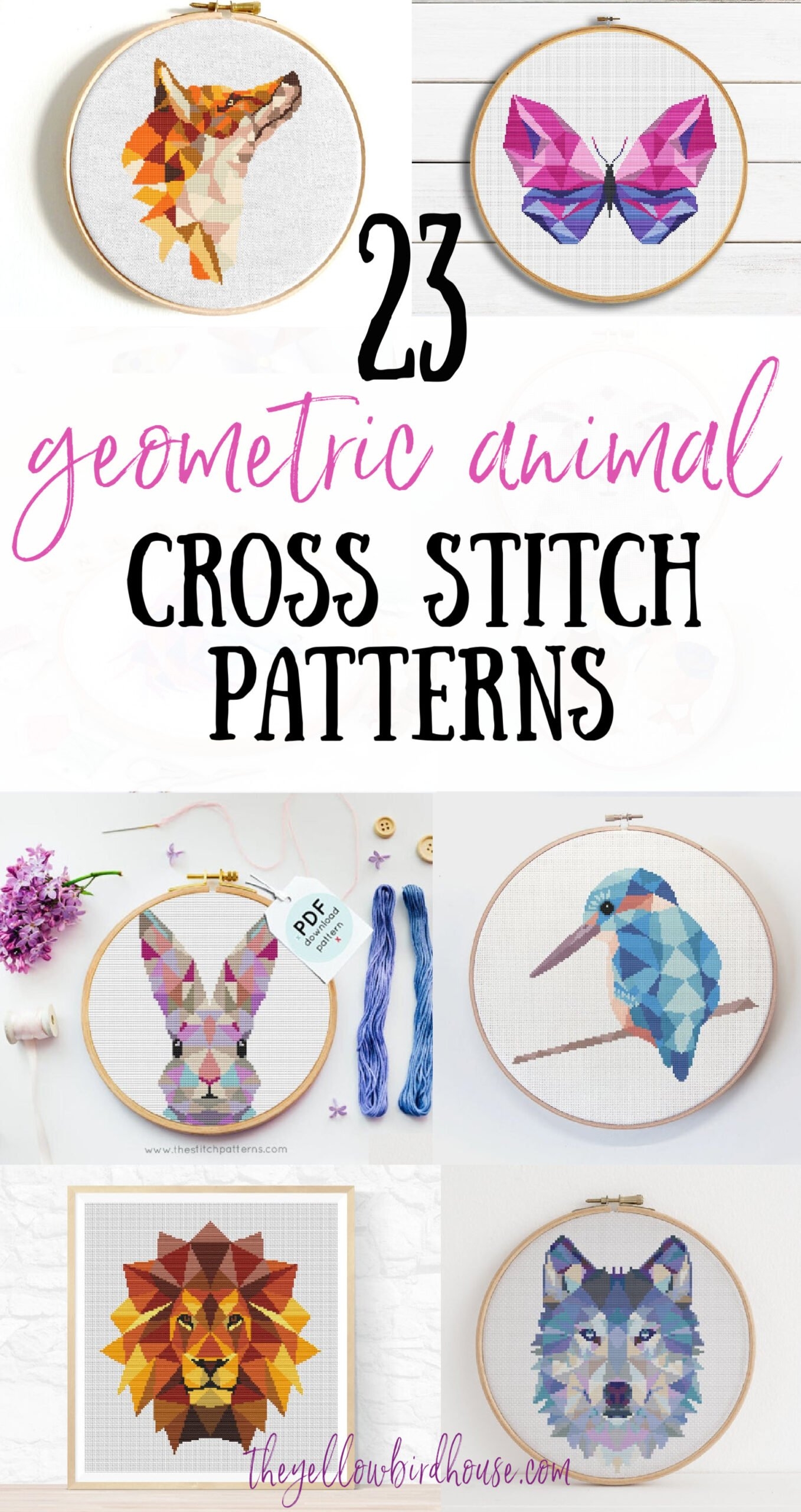 23 Beautiful Geometric Animal Cross Stitch Patterns