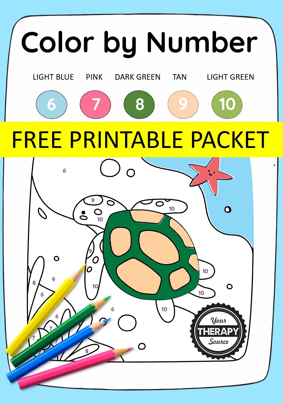 25 FREE Color By Number Kindergarten And Up Printables Your Therapy Source