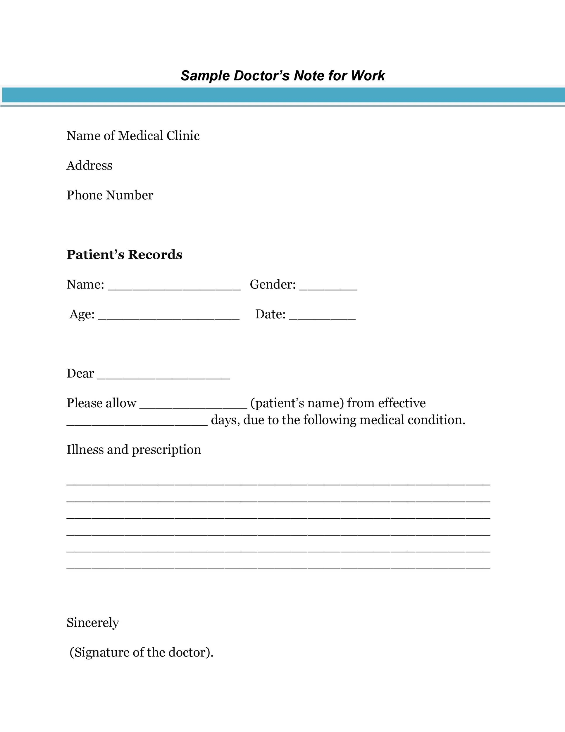 25 Free Doctor Note Excuse Templates TemplateLab Doctors Note For Work