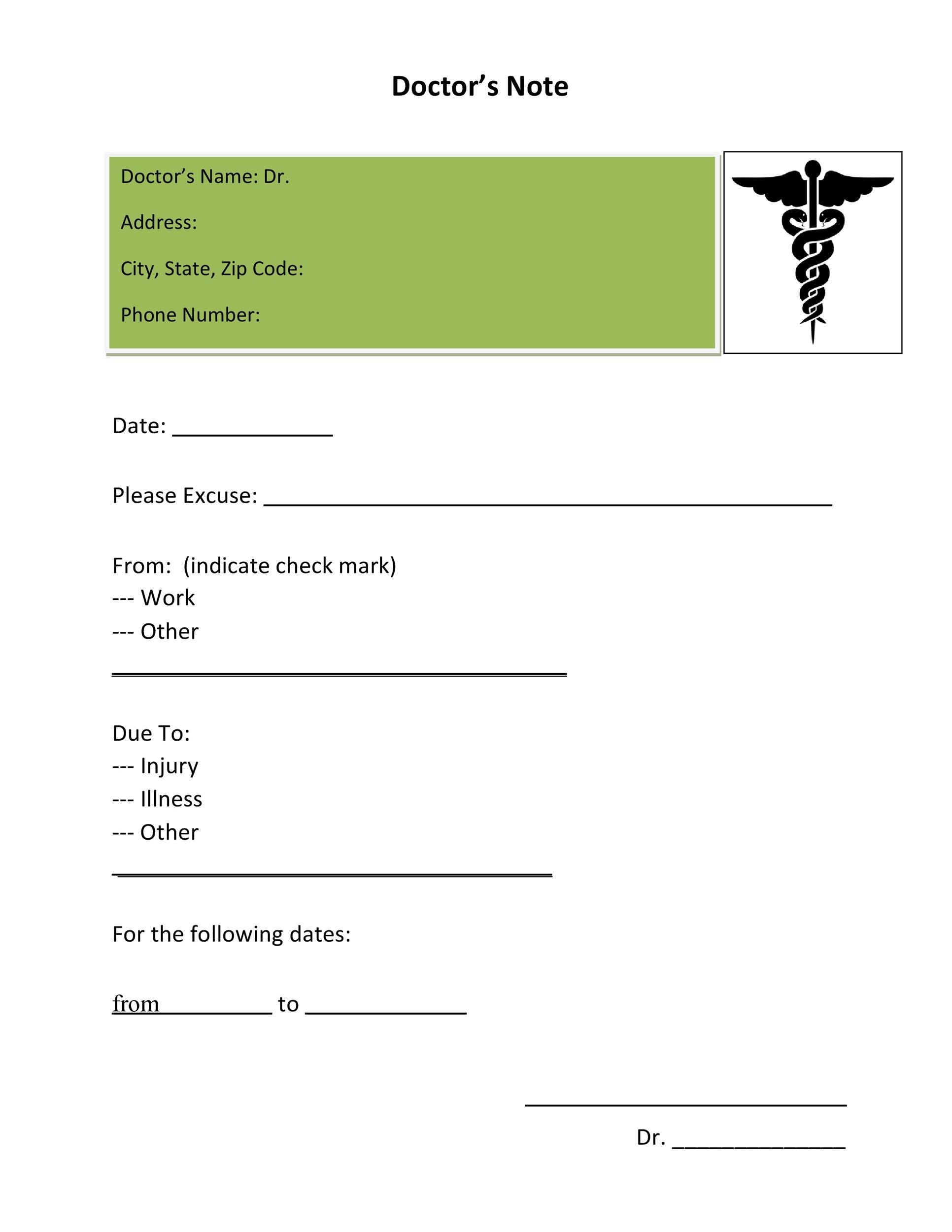 25 Free Doctor Note Excuse Templates TemplateLab Doctors Note 