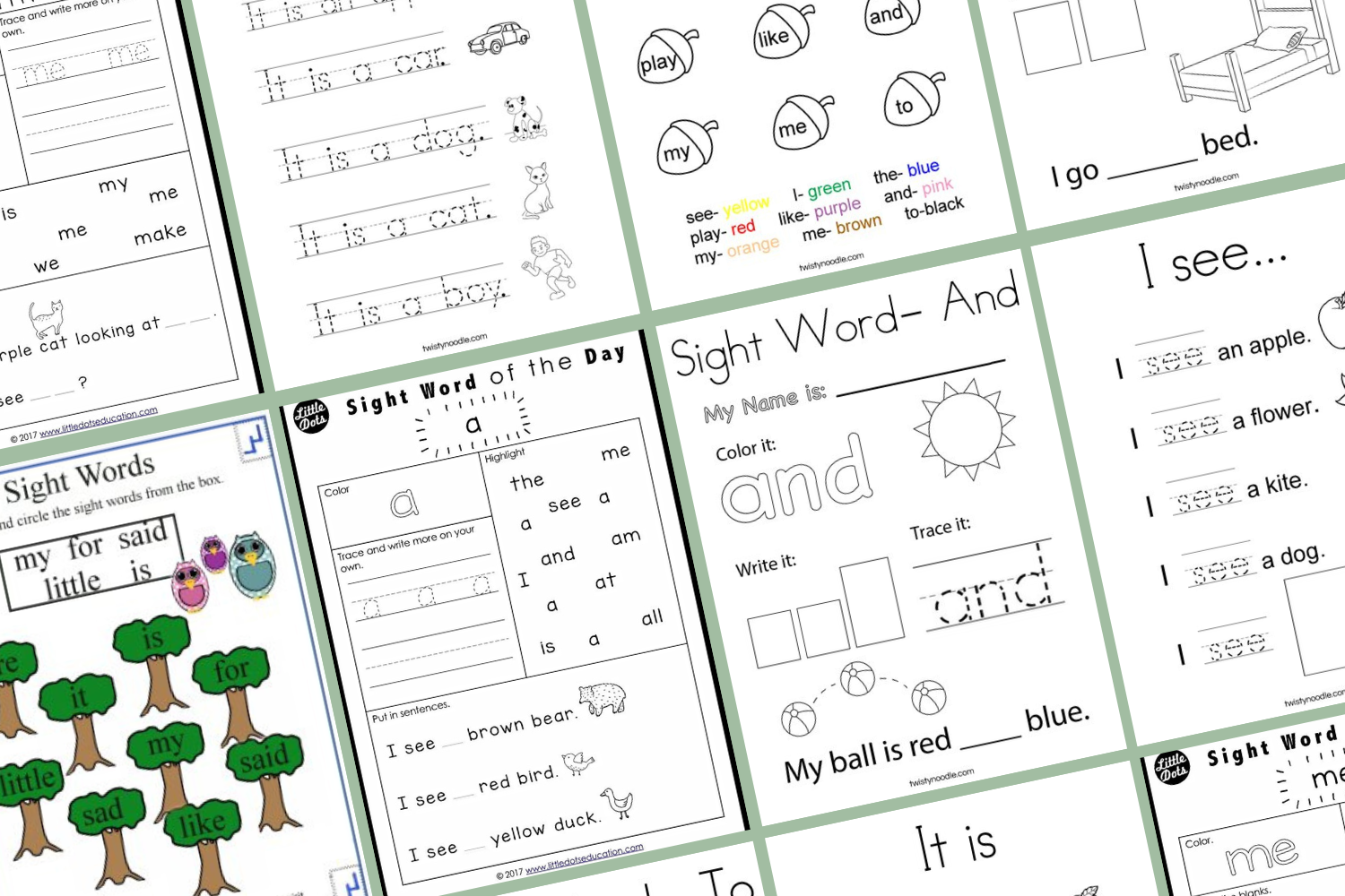 Kindergarten Sight Words Worksheets Free Printables