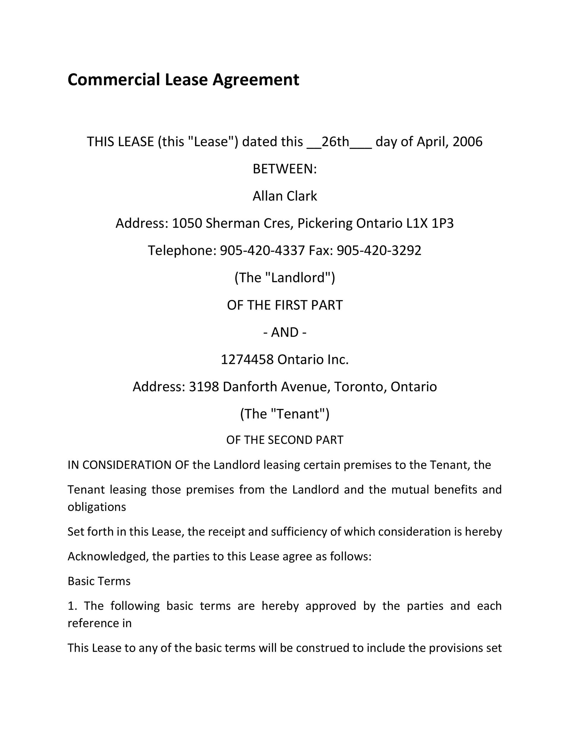 27 Free Commercial Lease Agreement Templates TemplateLab