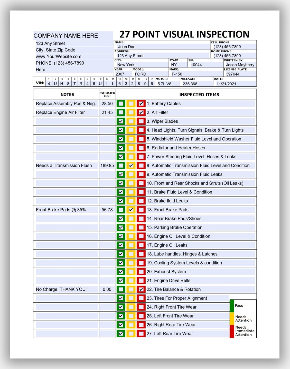 27 Point Visual Vehicle Inspection Form Fillable PDF Multi point Vehicle Inspection Checklist Printable Vehicle Inspection Worksheet Etsy Canada