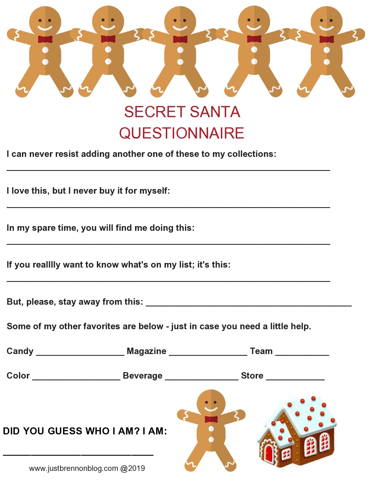 27 Printable Secret Santa Questionnaire Templates TemplateLab Worksheets Library