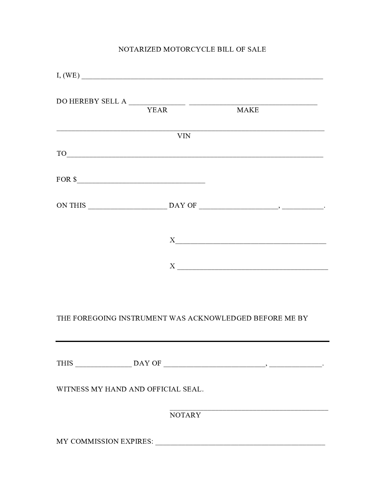 29 Printable Motorcycle Bill Of Sale Forms Free TemplateArchive