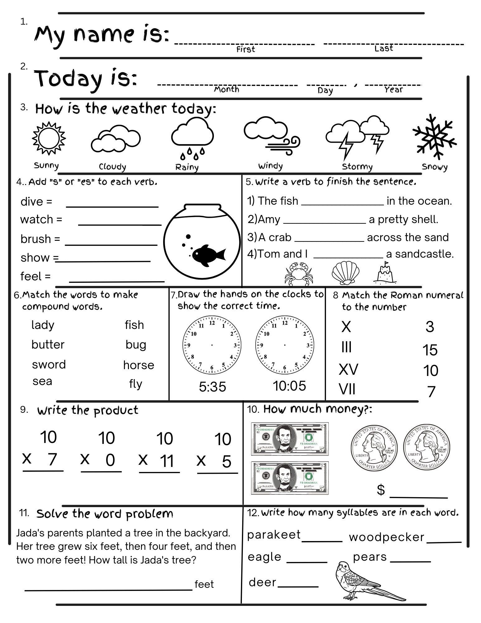 Free Printable 2nd Grade Worksheets