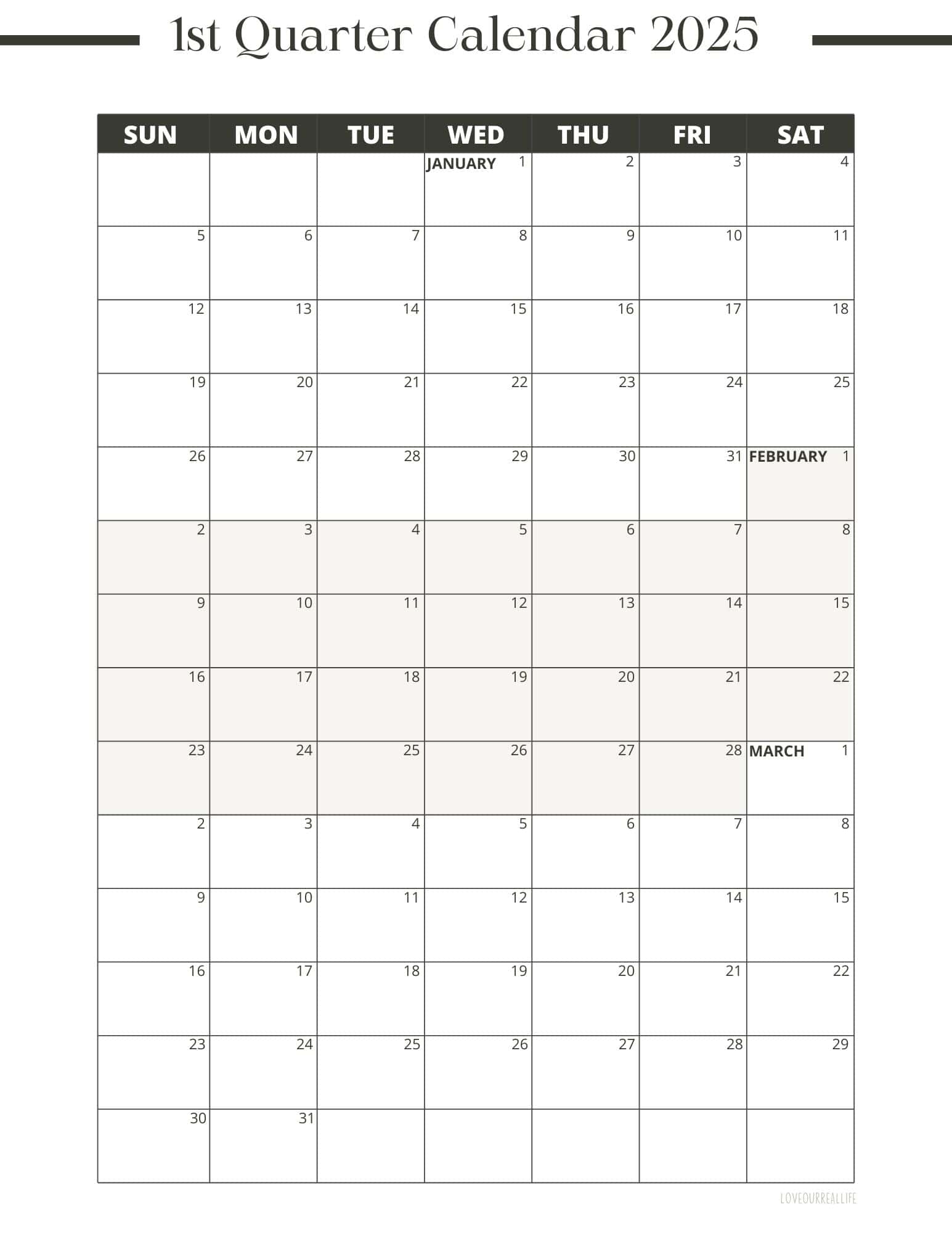 3 Month Calendar Printables 2025 And 2026 Love Our Real Life