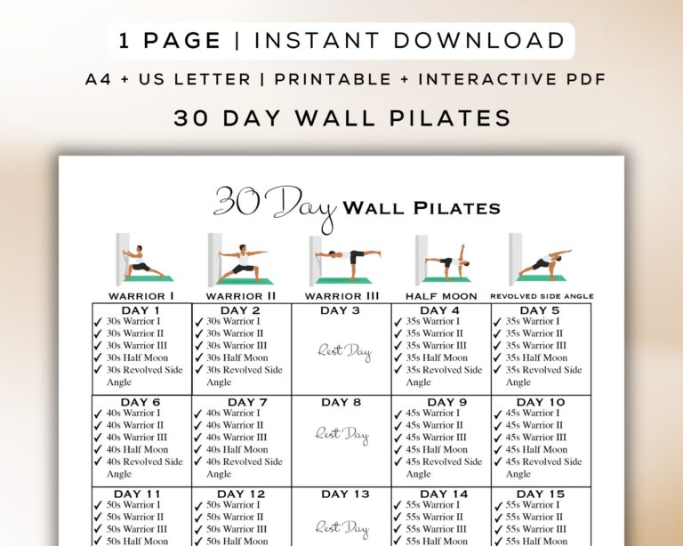 30 Day Wall Pilates Workout Printable Interactive PDF Easy To Follow Beginner Friendly Workout Digital Gym Guide A4 US Letter Etsy