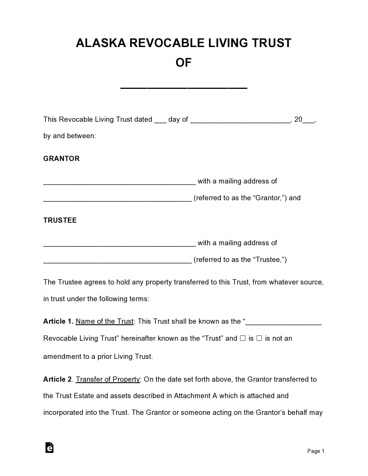 Free Printable Living Trust Forms