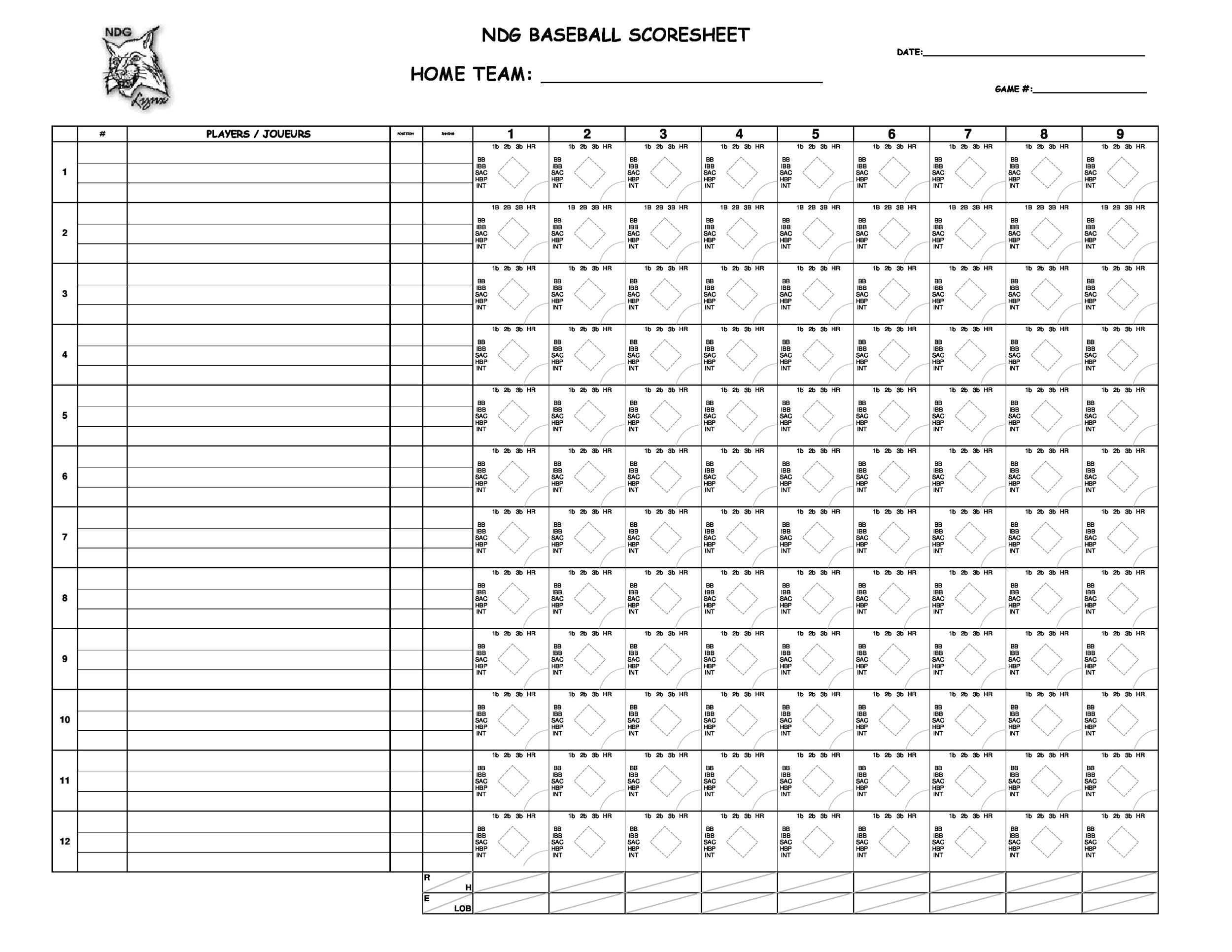 Baseball Scorecard Free Printable