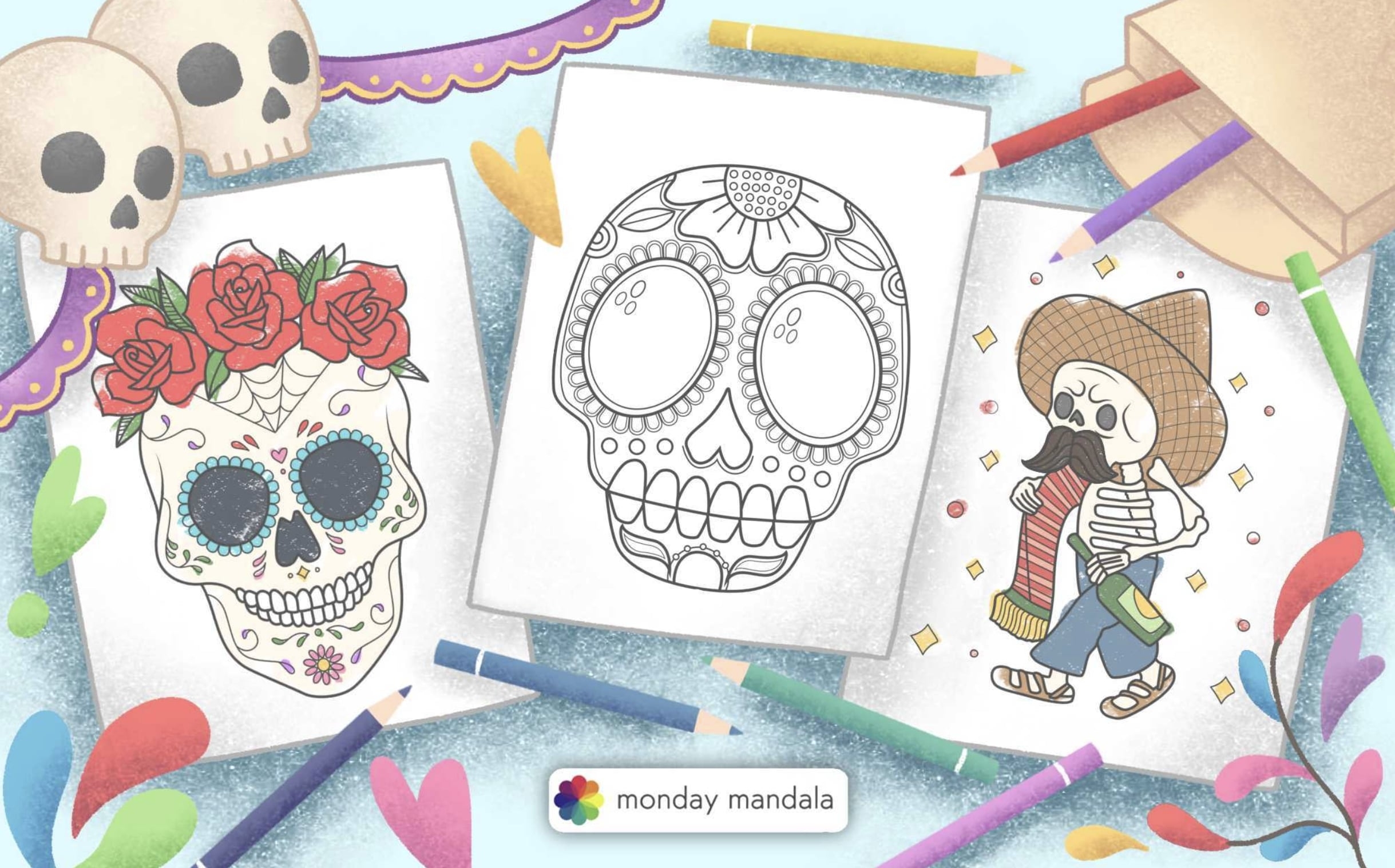 Sugar Skull Coloring Pages Printable Free