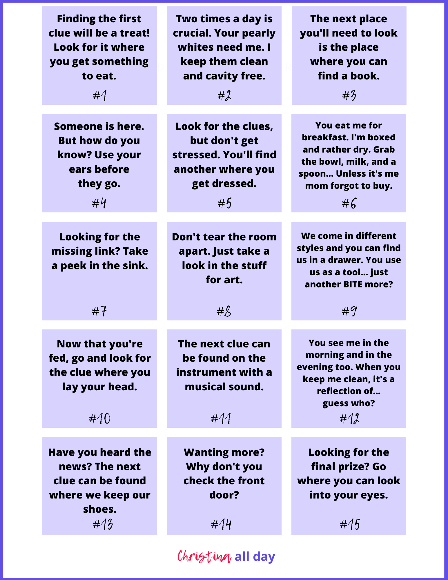 31 Scavenger Hunt Ideas For Kids FREE PRINTABLE Christina All Day