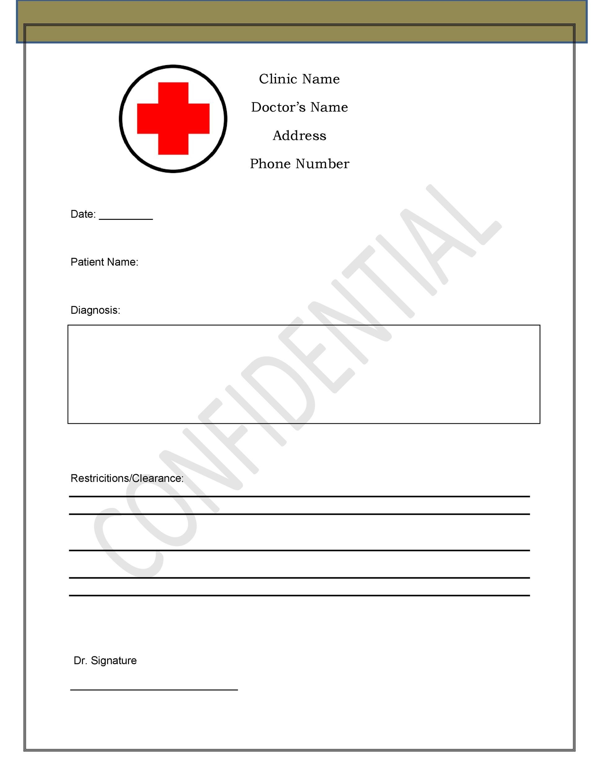 Printable Doctors Note For Free