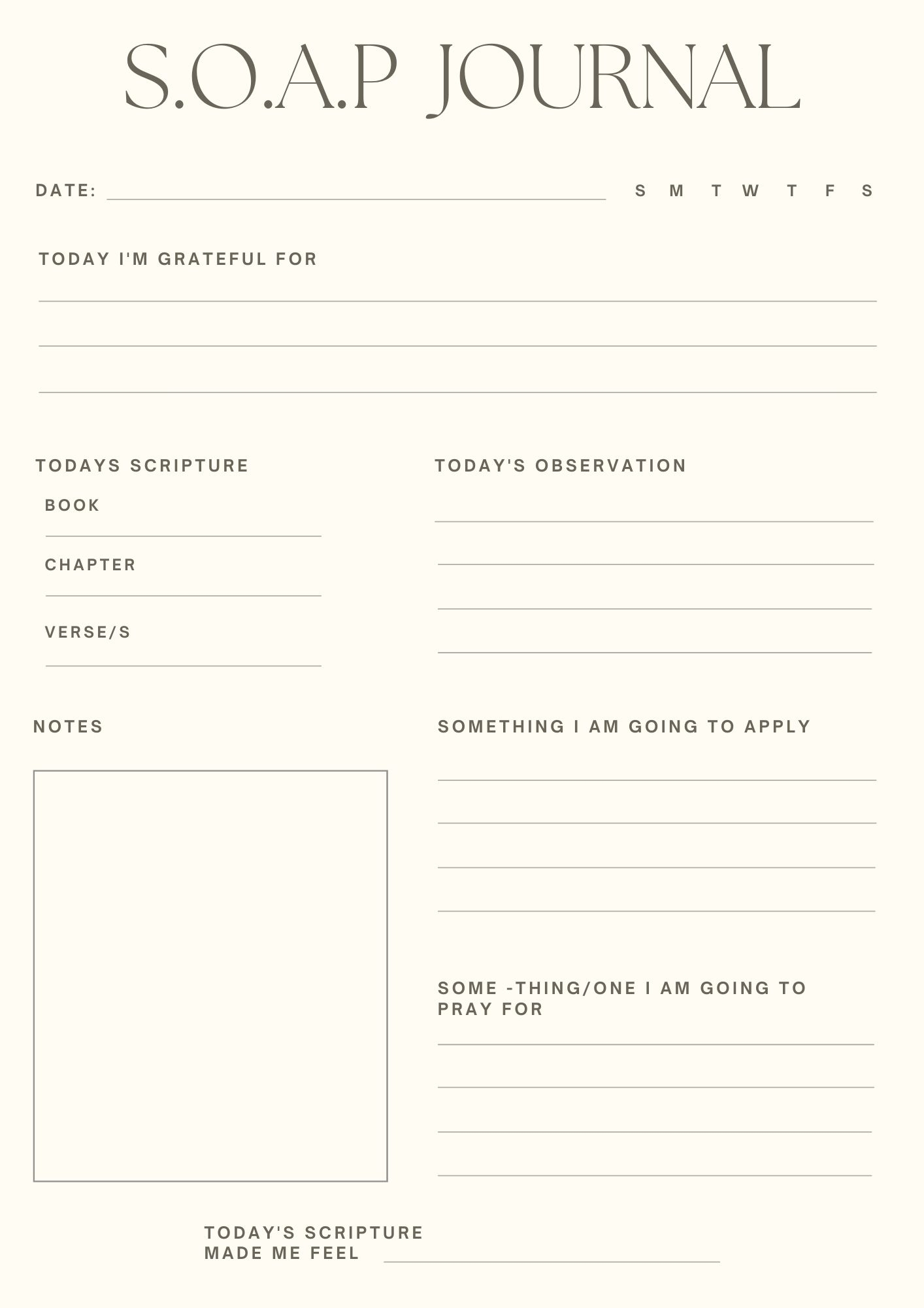 365 Day S O A P Journal Free Printable Free Bible Worksheets