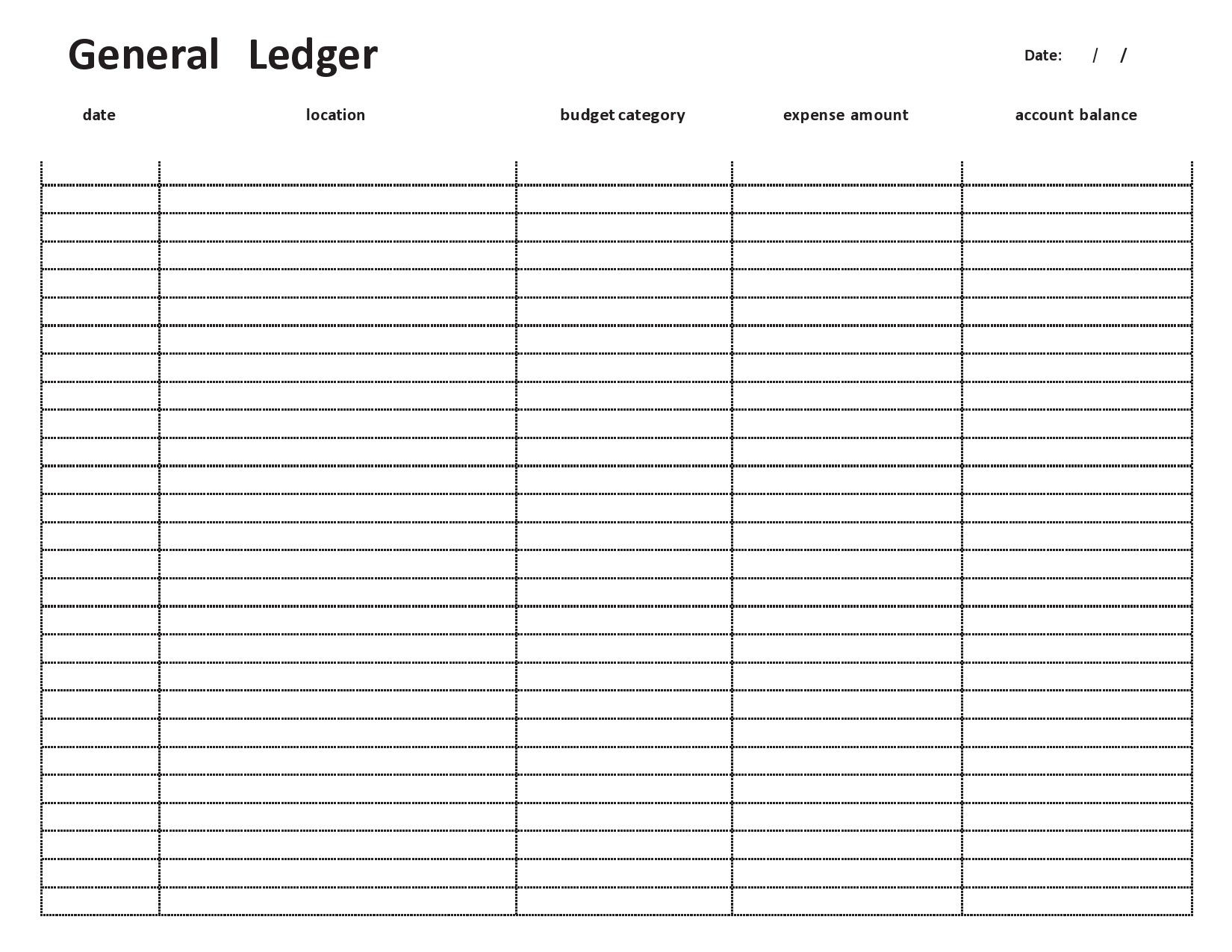 Free Printable Ledger