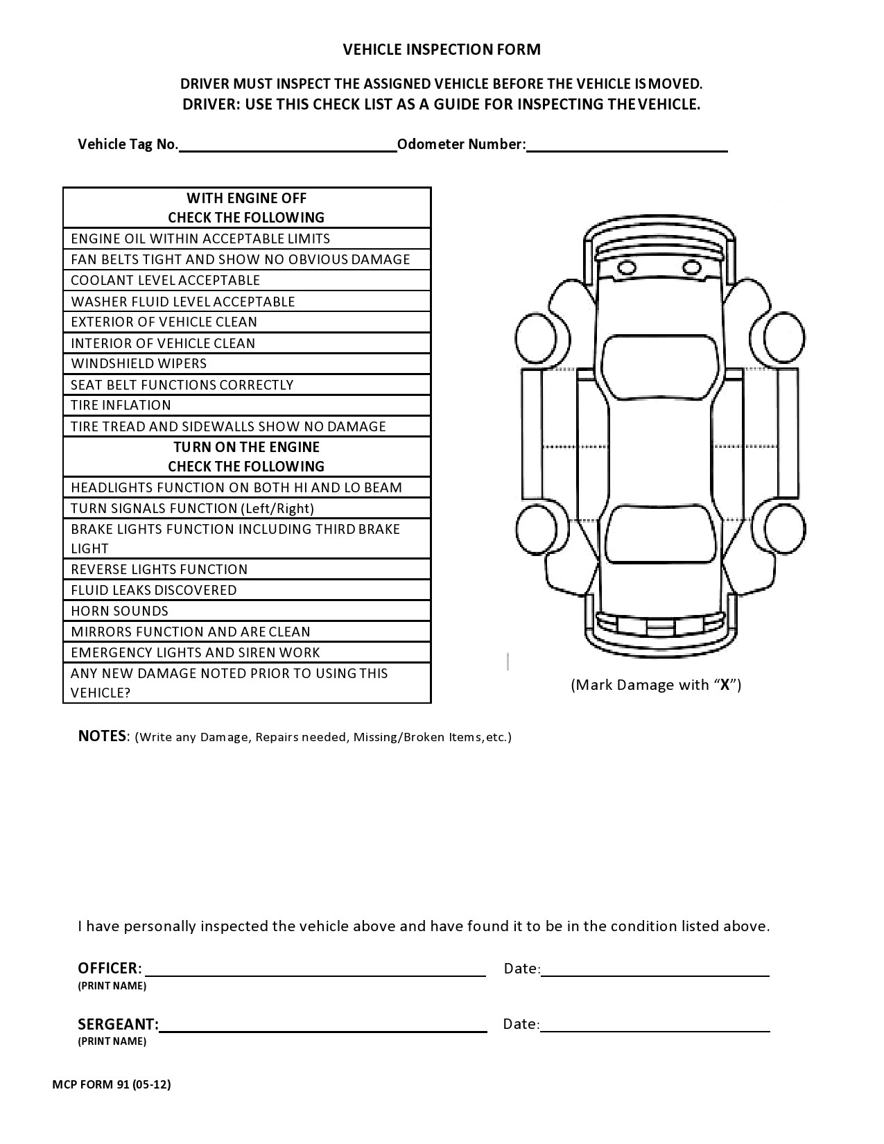 39 Best Vehicle Inspection Forms Lyft Uber Etc TemplateLab