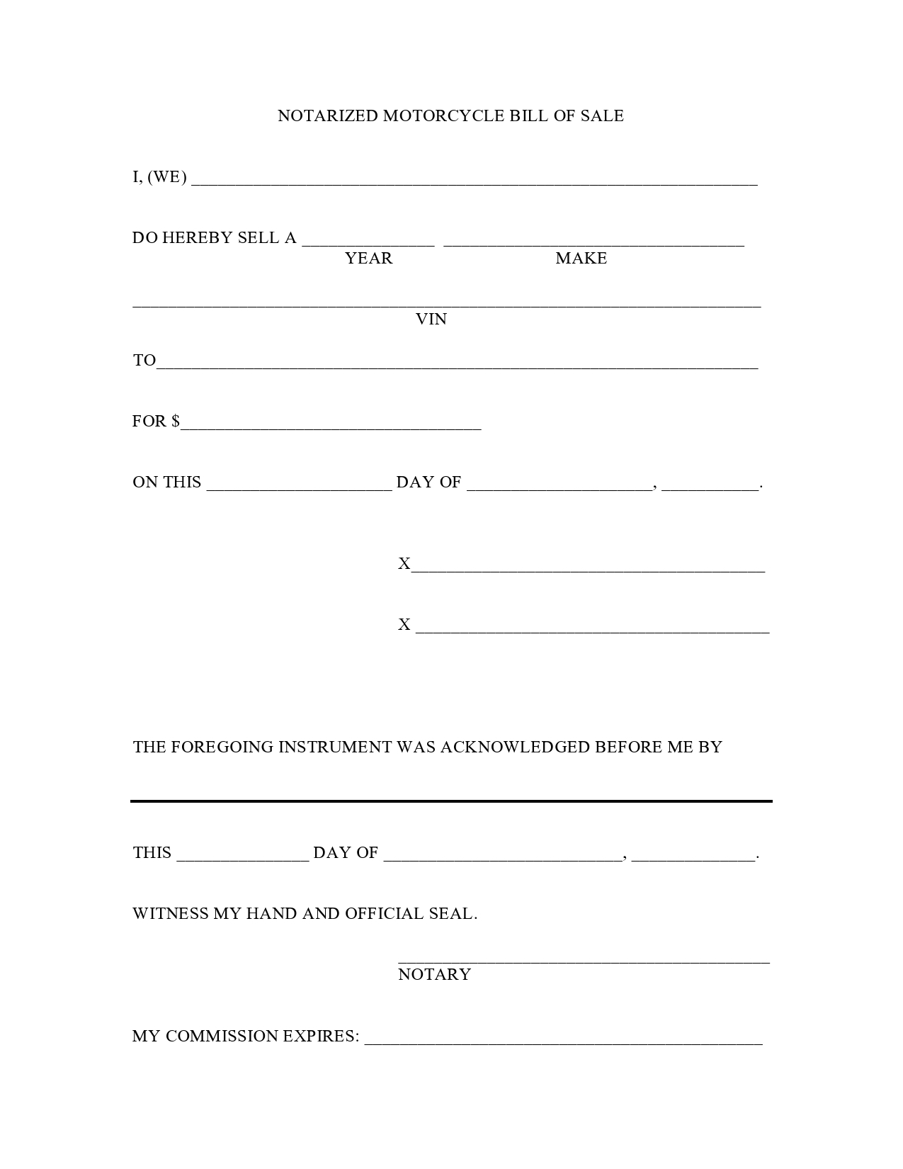 39 Free Motorcycle Bill Of Sale Templates Printable TemplateLab