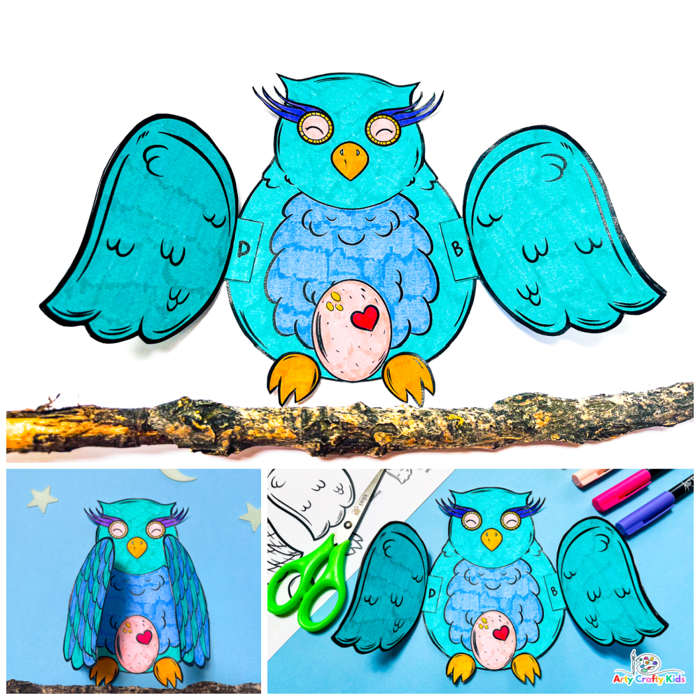 3D Printable Owl Craft An Easy Owl Coloring Craft Arty Crafty Kids