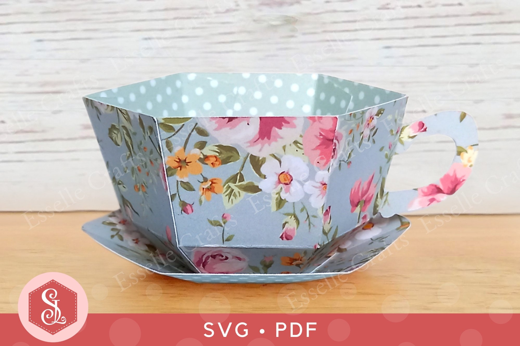 3D Teacup And Saucer SVG