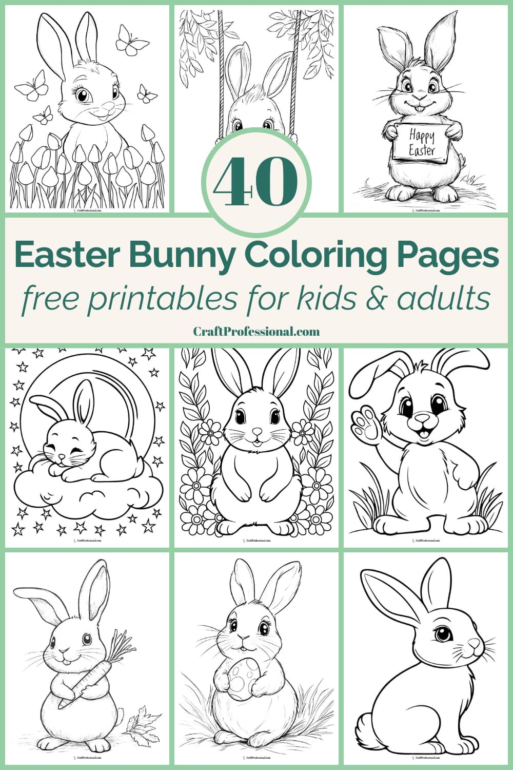 40 Easter Bunny Coloring Pages Free Printable Fun For Kids U0026 Adults
