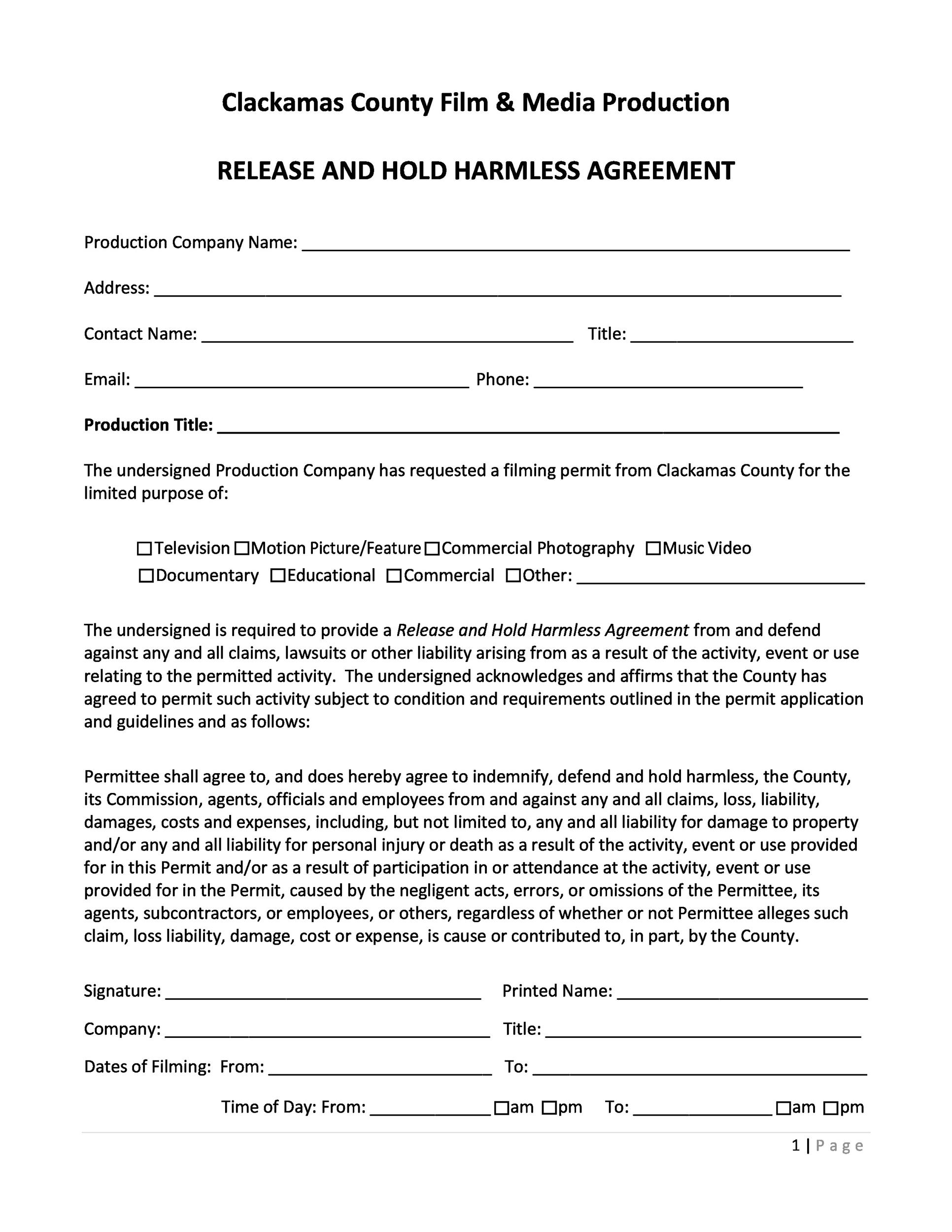 40 Hold Harmless Agreement Templates Free TemplateLab
