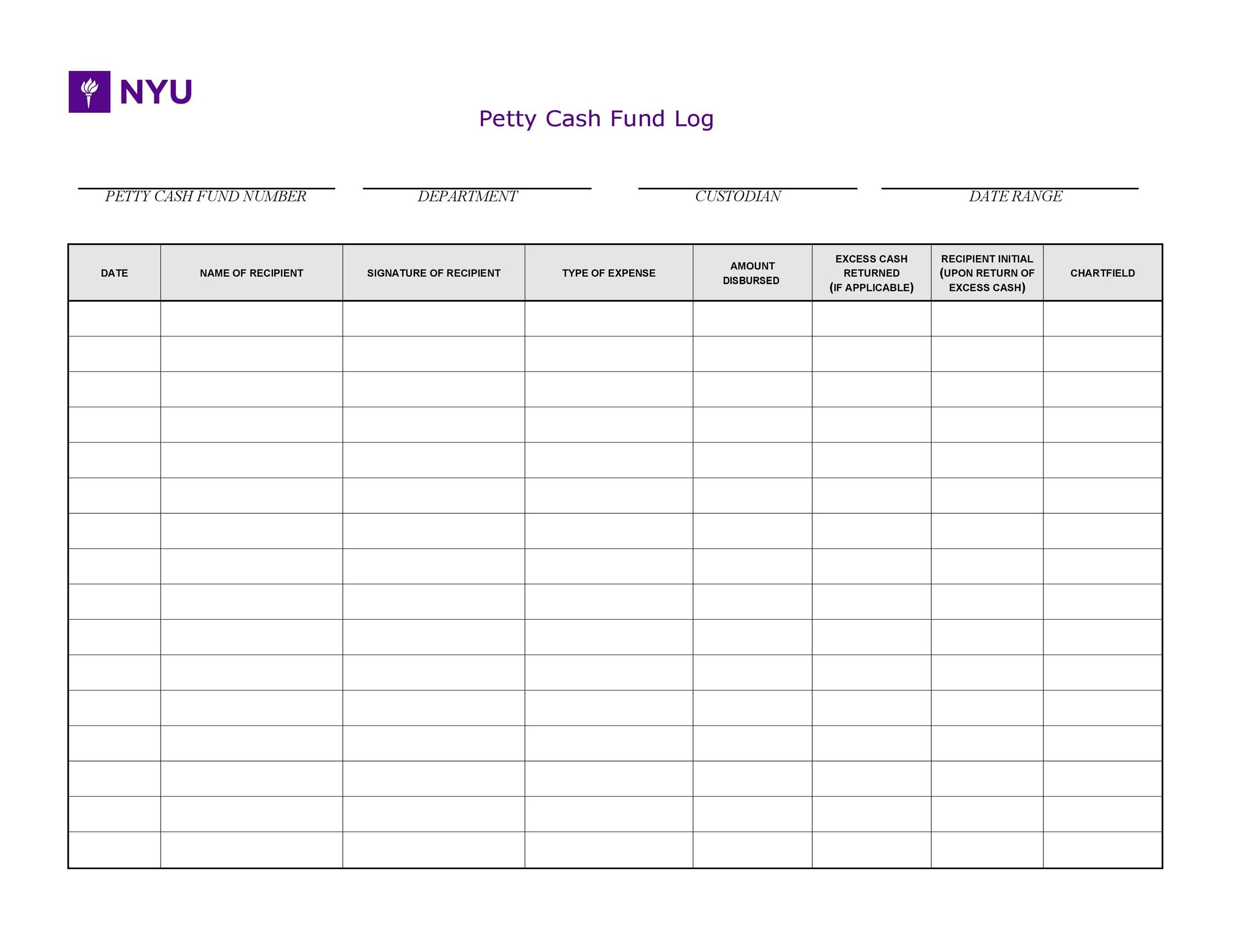 40 Petty Cash Log Templates U0026 Forms Excel PDF Word TemplateLab
