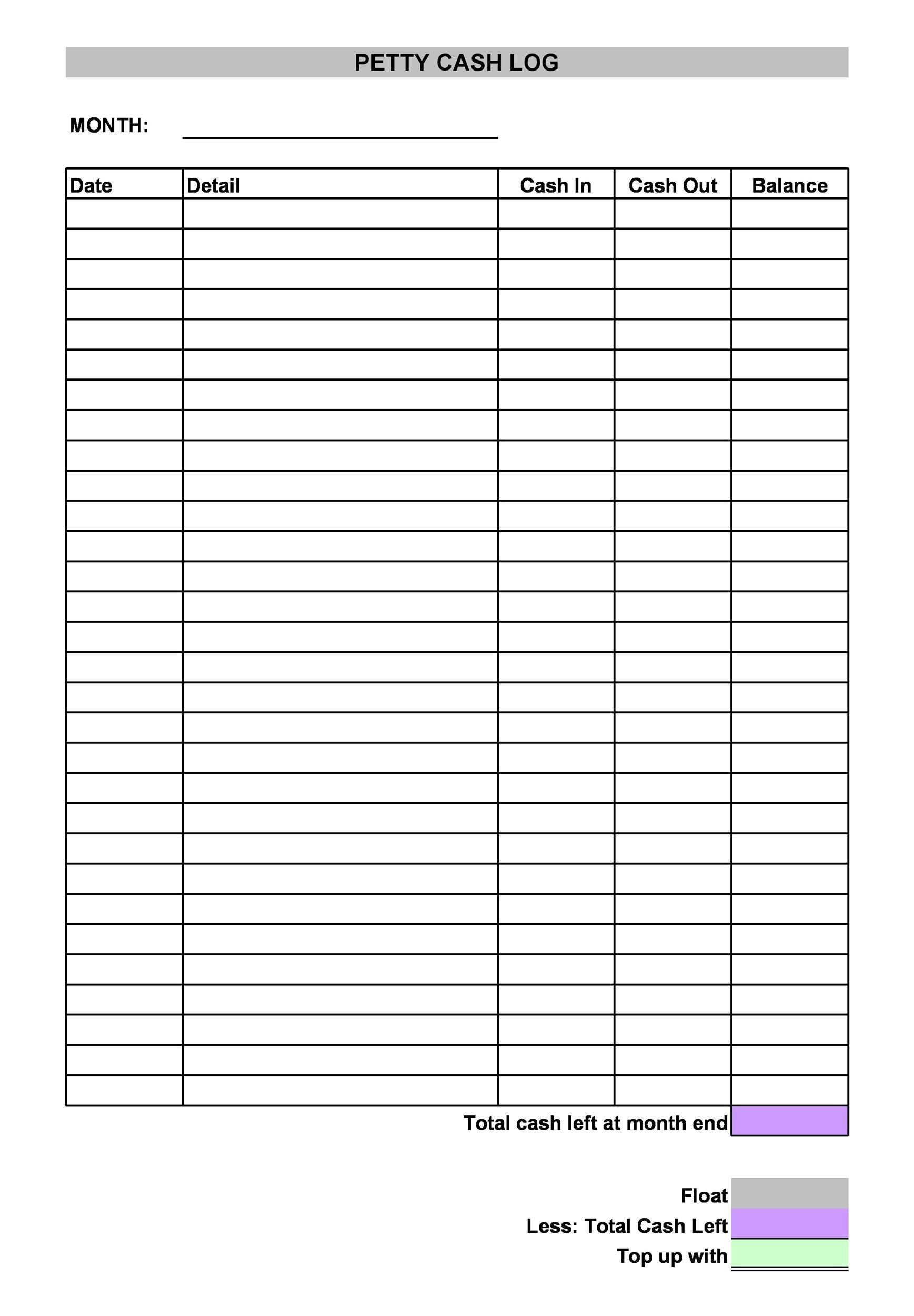 40 Petty Cash Log Templates U0026 Forms Excel PDF Word TemplateLab