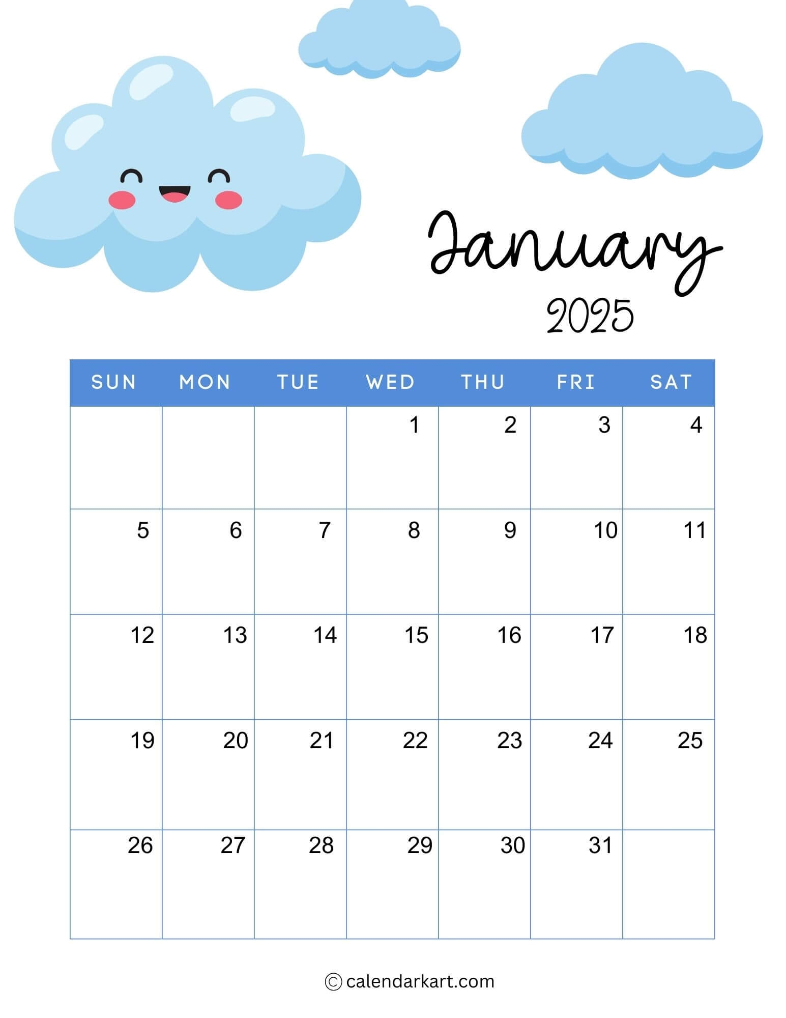 40 Printable January 2025 Calendars Free Pdf Calendarkart