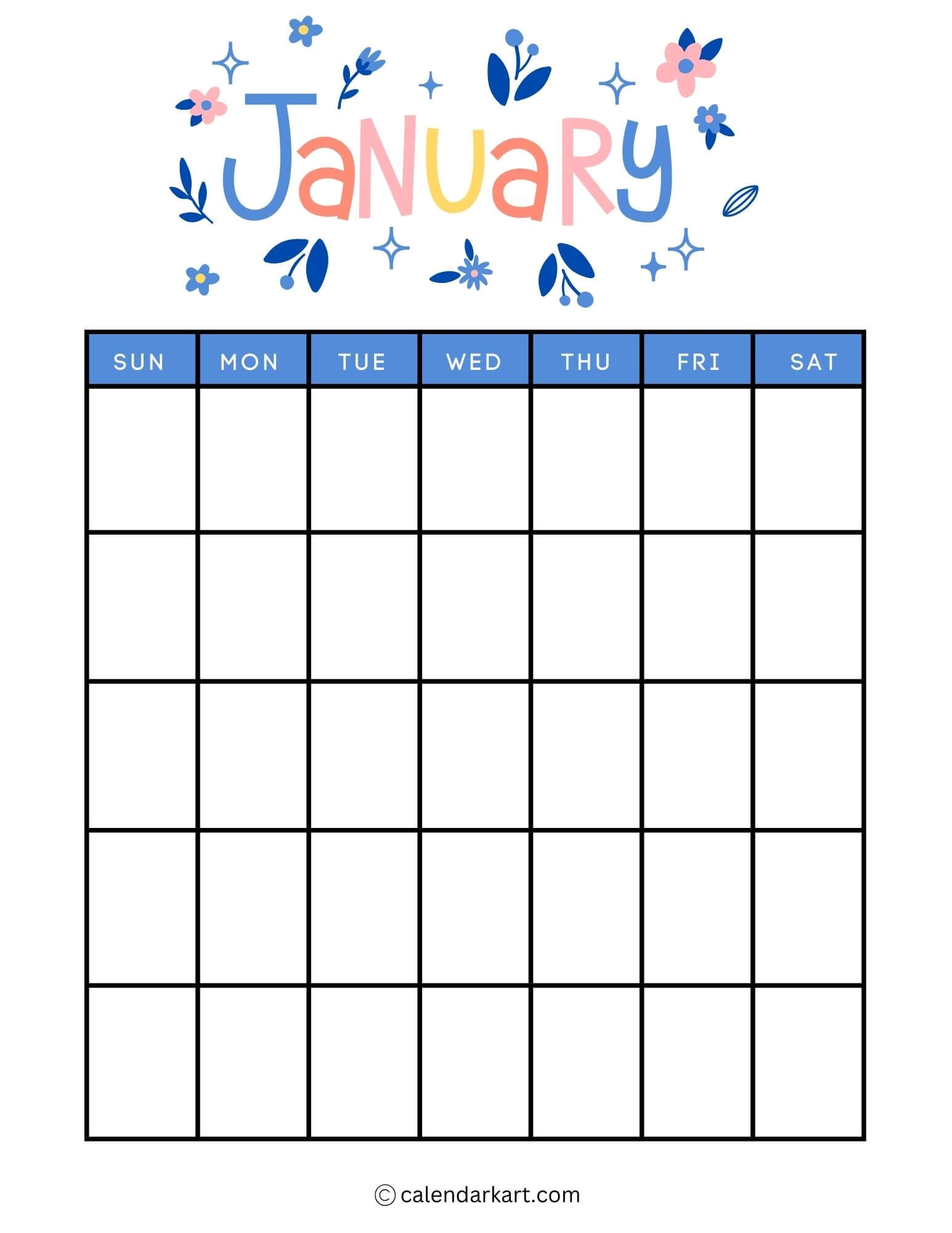 January Free Printable Calendar 2025