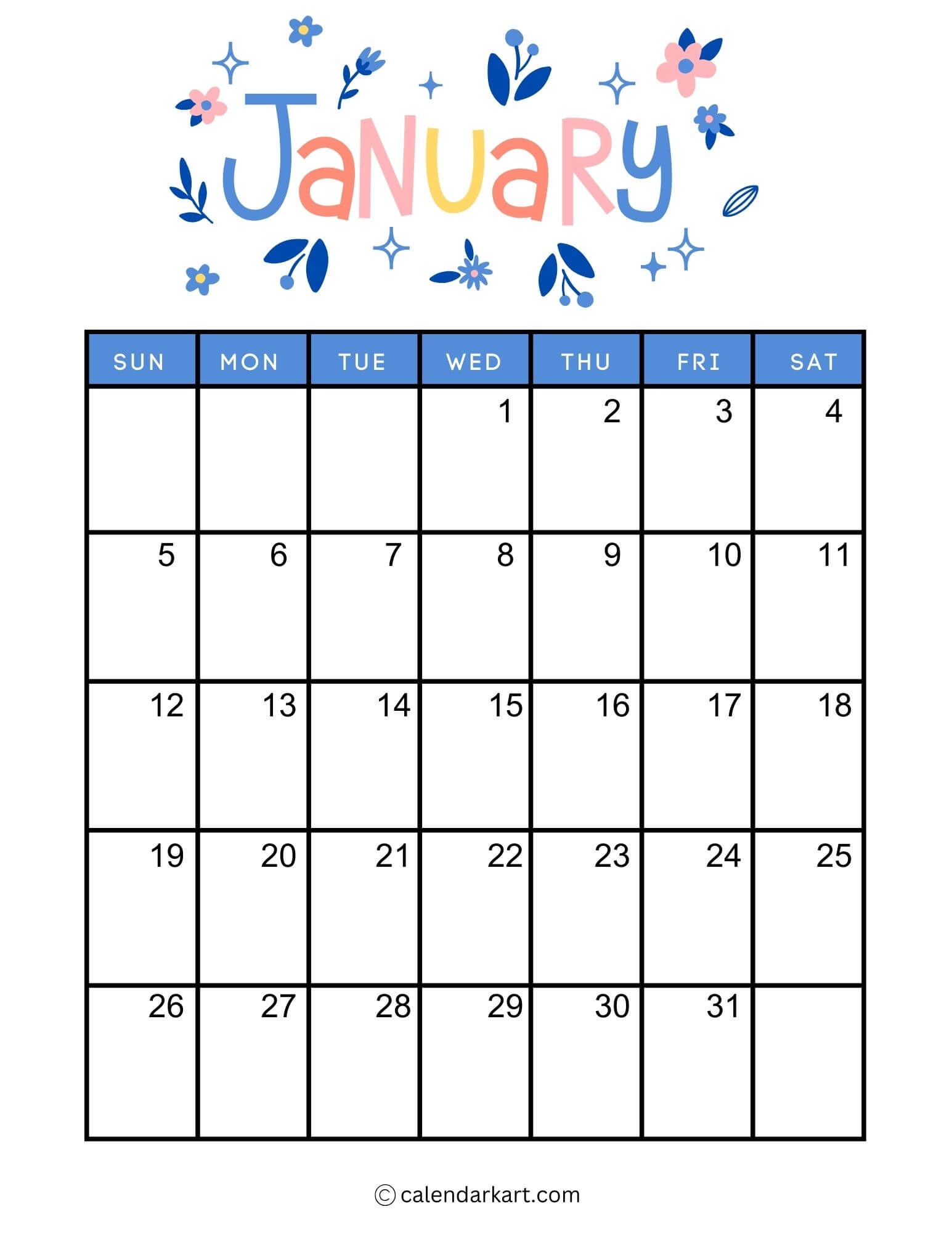 Free Printable Calendar Jan 2025